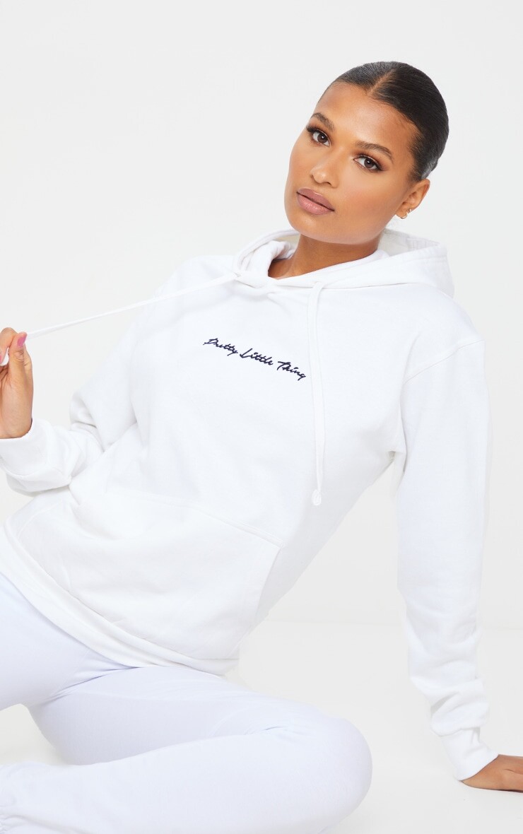 

PrettyLittleThing Белый свободный спортивный базовый худи
