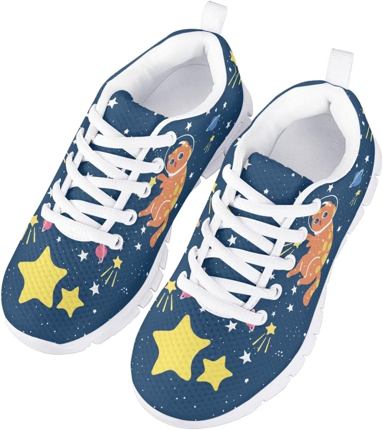 

Детские кроссовки GIFTPUZZ для бега, повседневные, с сеткой, дышащие, для ходьбы, походов и спорта, на платформе, Astronaut Cat