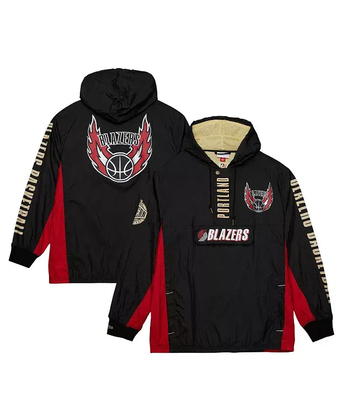 

Мужская черная анорак-ветровка Portland Trail Blazers Team OG 2.0 Vintage Logo с четверть-молнией Mitchell & Ness