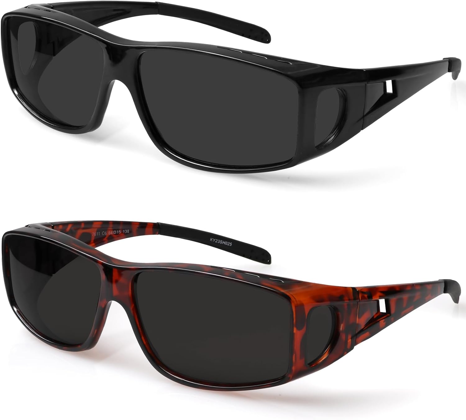 

Солнцезащитные очки Yogo Vision, поляризованные, надеваются поверх обычных очков, 100% защита от УФ. 2 шт: черная оправа с серыми линзами, коричневая гавана с серыми линзами