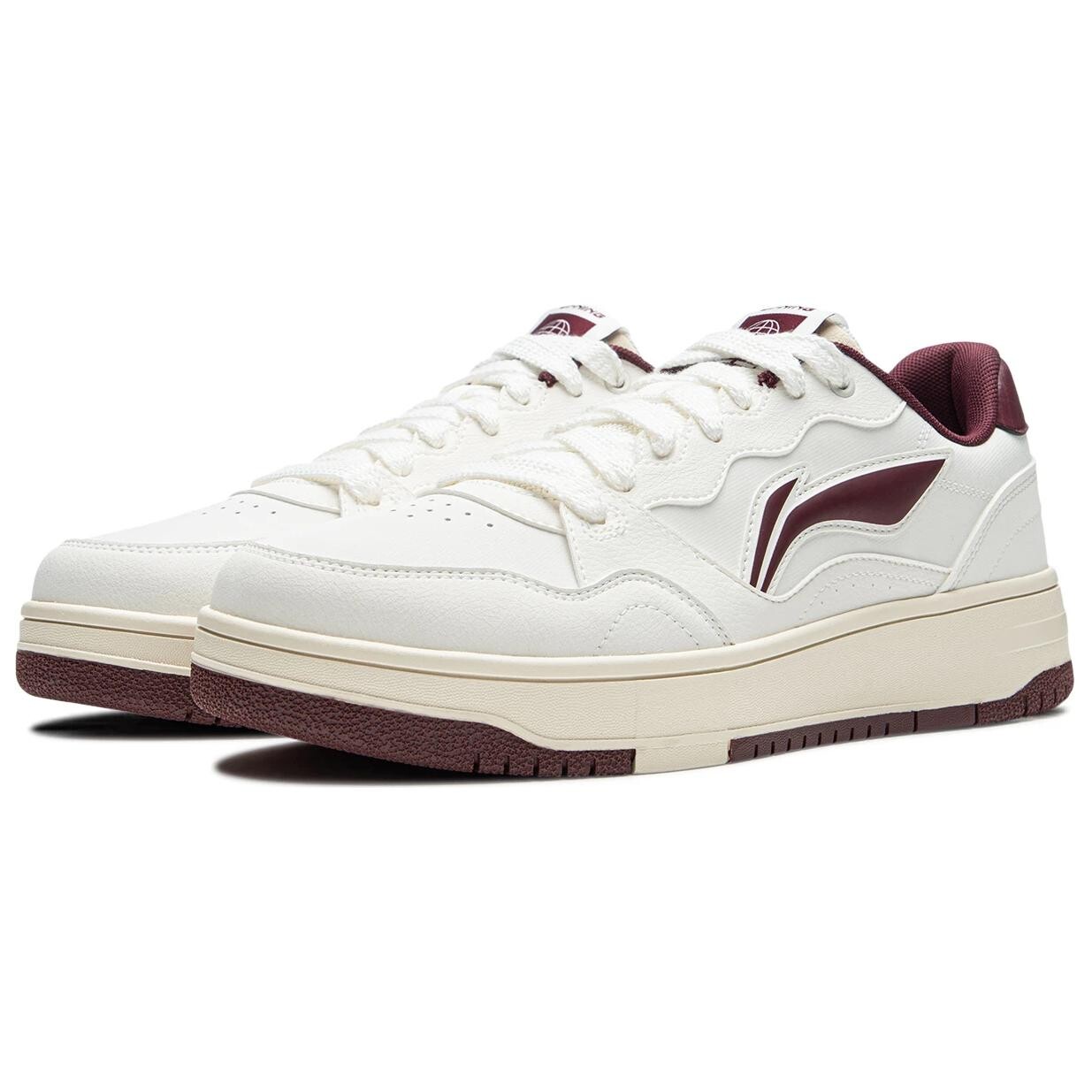 Кроссовки LINING Tianji Soft Skateboarding Shoes Men Low-top Cloud Mist White / Crimson Purple, белый — фото 3