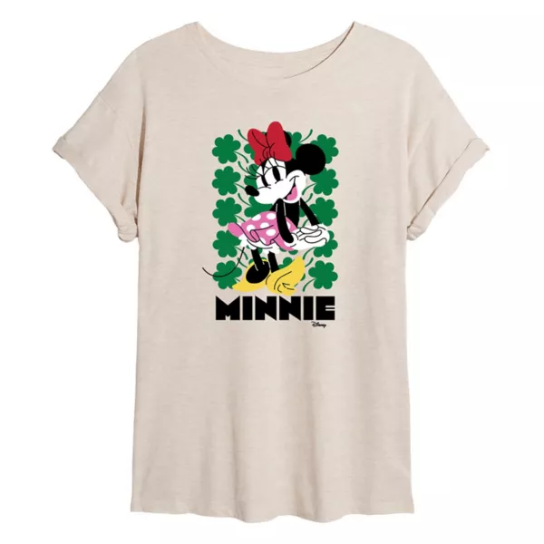 

Футболка оверсайз с клевером Minnie Mouse для девочек Disney, бежевый