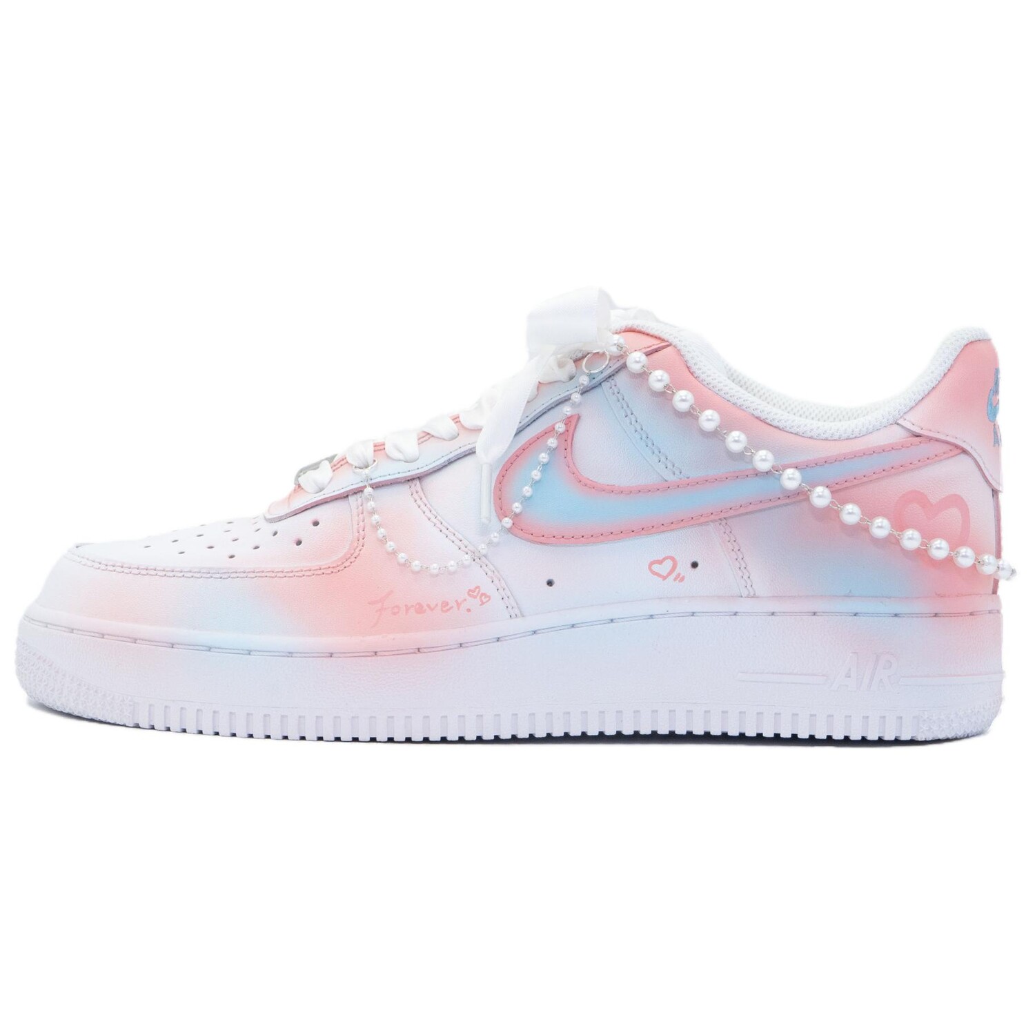 

Кроссовки для скейтбординга Air Force 1 женские низкие розовый/синий Nike