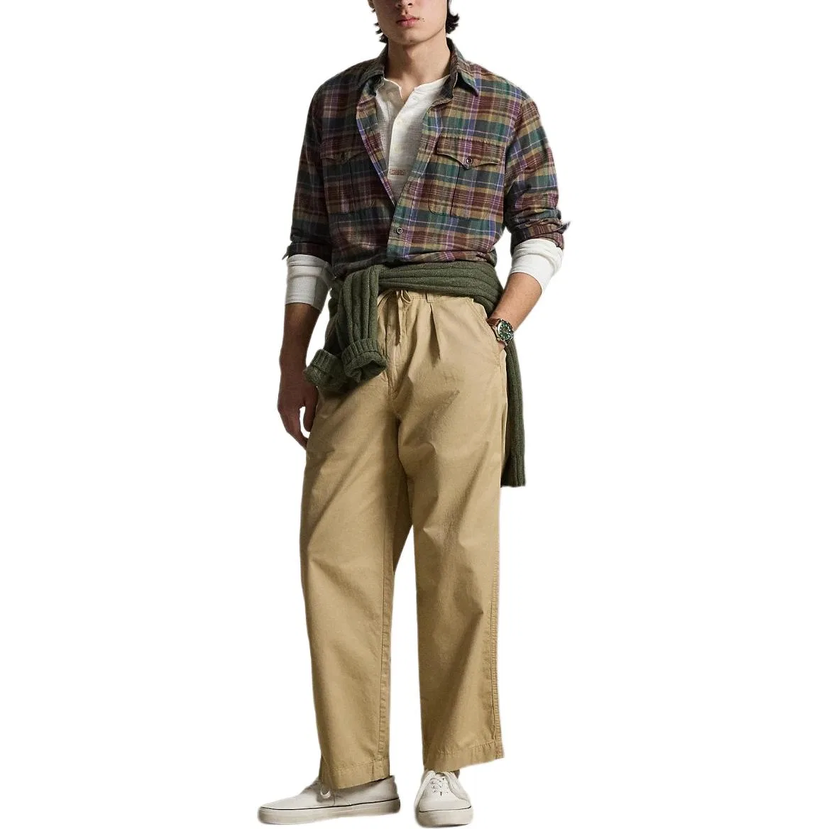 Брюки повседневные SS26 Loose Fit мужские Polo Ralph Lauren, Green Purple Beige — фото 4