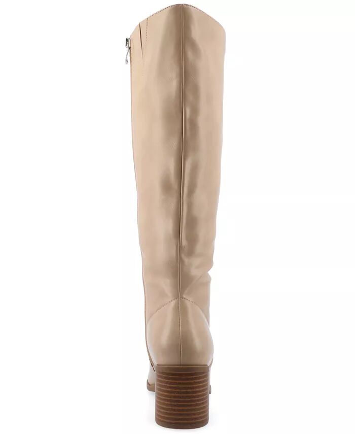 Женские сапоги Romilly с круглым носком и блочным каблуком, до колена Journee Collection, коричневый/бежевый — фото 3