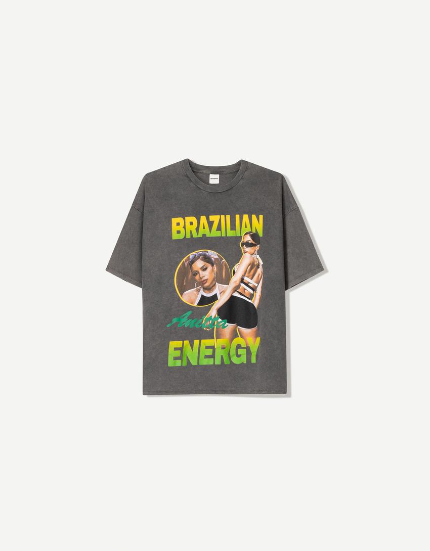 

Футболка с коротким рукавом Anitta Brazilian Energy Bershka, серый