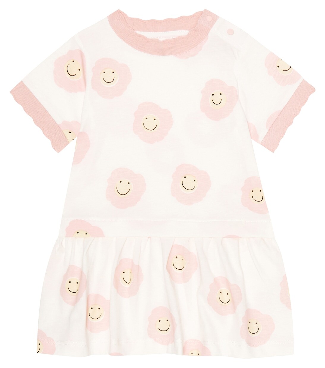 

Детское хлопковое платье с цветочным принтом Stella Mccartney Kids, белый