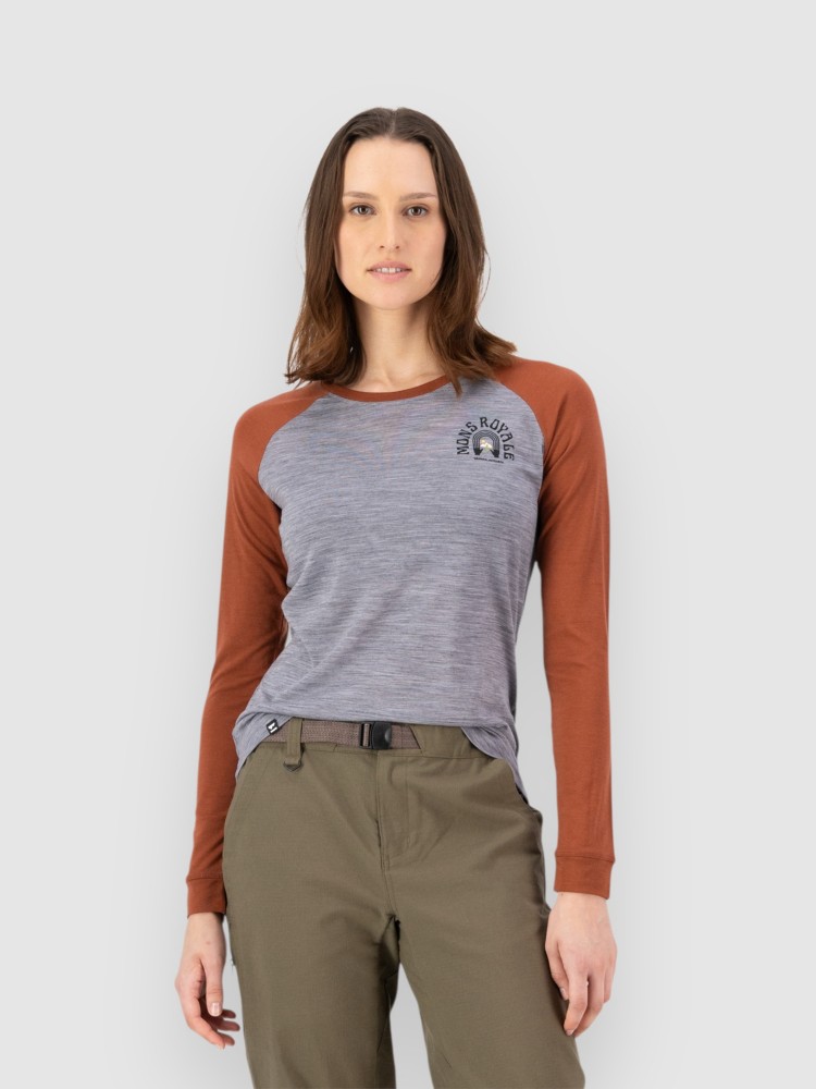 

Функциональная рубашка Mons Royale Icon Merino Raglan Funktionsshirt, sienna/grey heather, Серый, Функциональная рубашка Mons Royale Icon Merino Raglan Funktionsshirt, sienna/grey heather