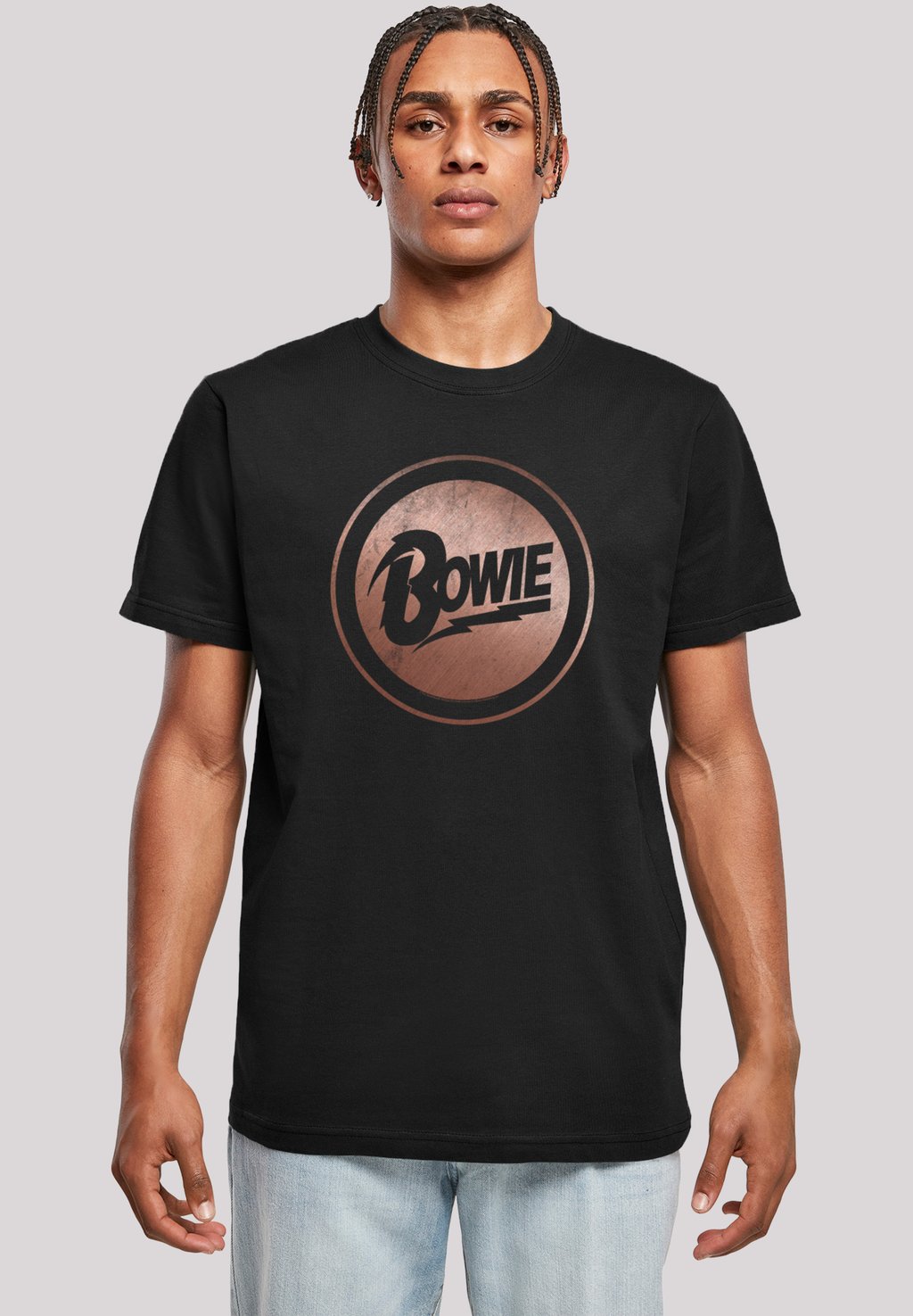 

Футболка с принтом DAVID BOWIE ROSE GOLD CIRCLE F4NT4STIC, черный