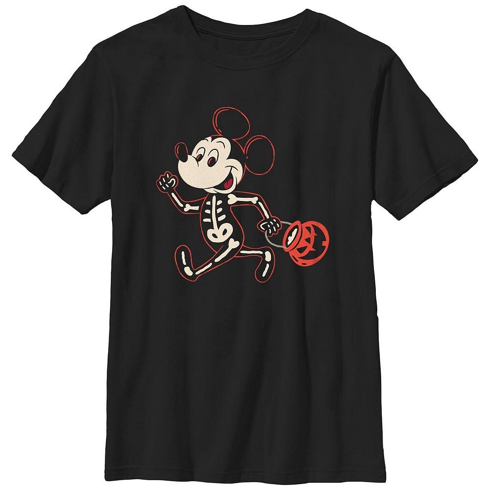 

Футболка с изображением скелета Микки Мауса Disney's Trick Or Treat для мальчиков 8–20 лет, черный