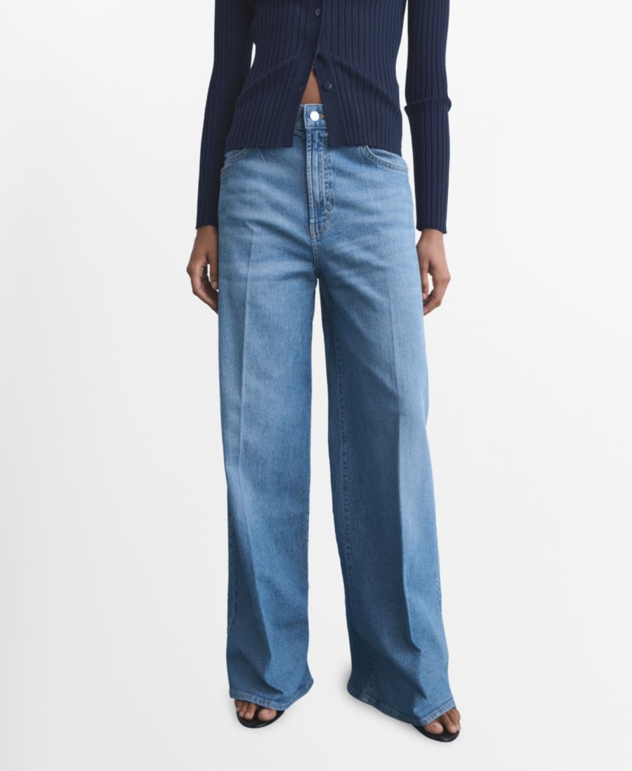 

Женские джинсы с высокой талией и широкими штанинами MANGO, Medium Blue