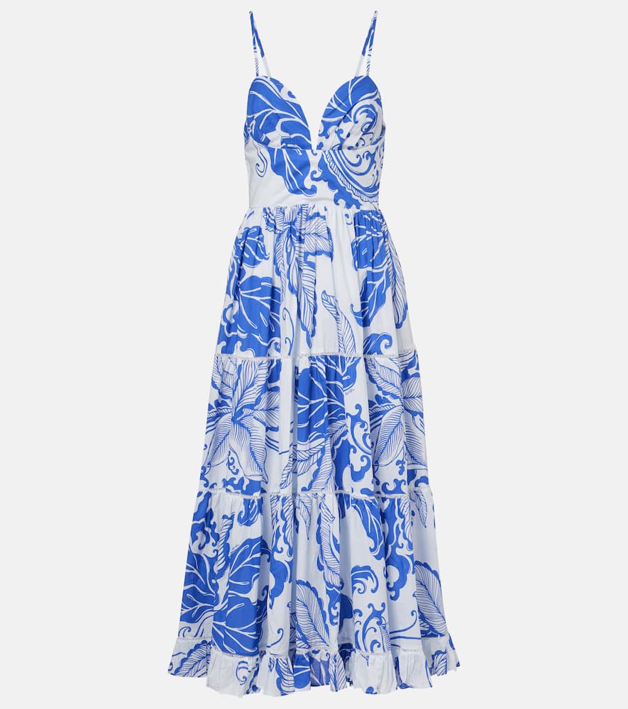 

Платье макси Milena из хлопка с принтом Poupette St Barth, Blue Reef Wave