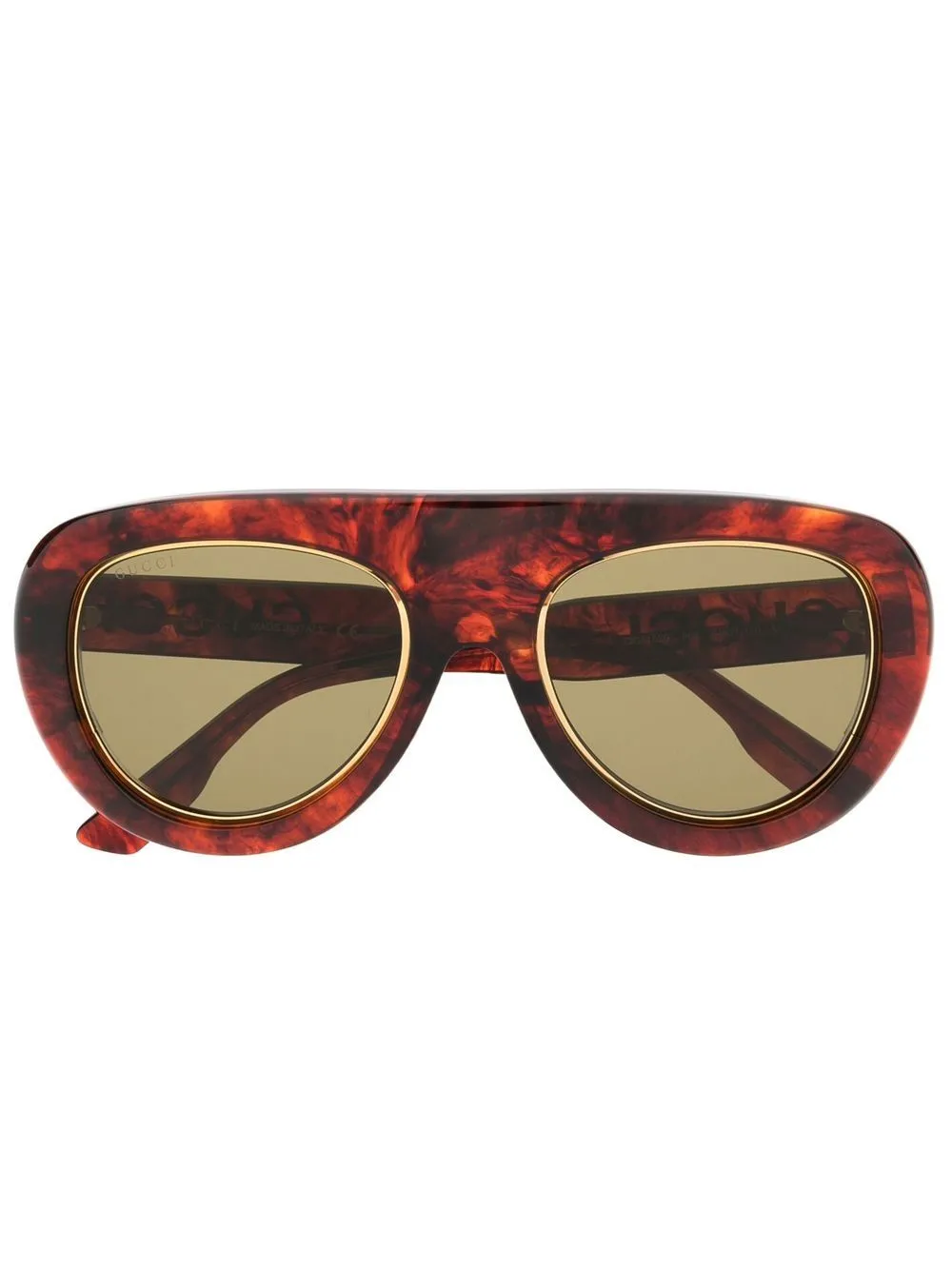 

Солнцезащитные очки-пилоты черепаховой расцветки Gucci Eyewear, коричневый