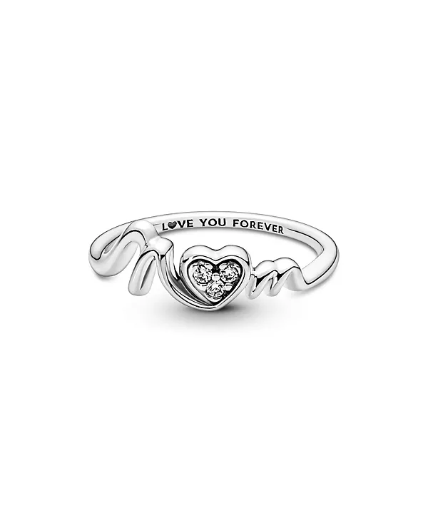 

Кольцо с кубическим цирконием Moments Mom Pave Heart Pandora, silver