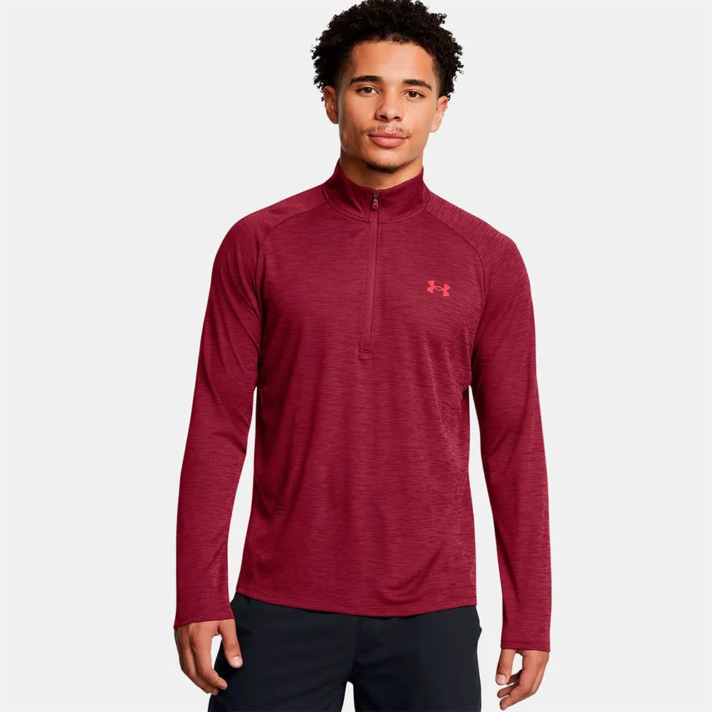 

Футболка Under Armour Tech Textured half zip long sleeve, красный