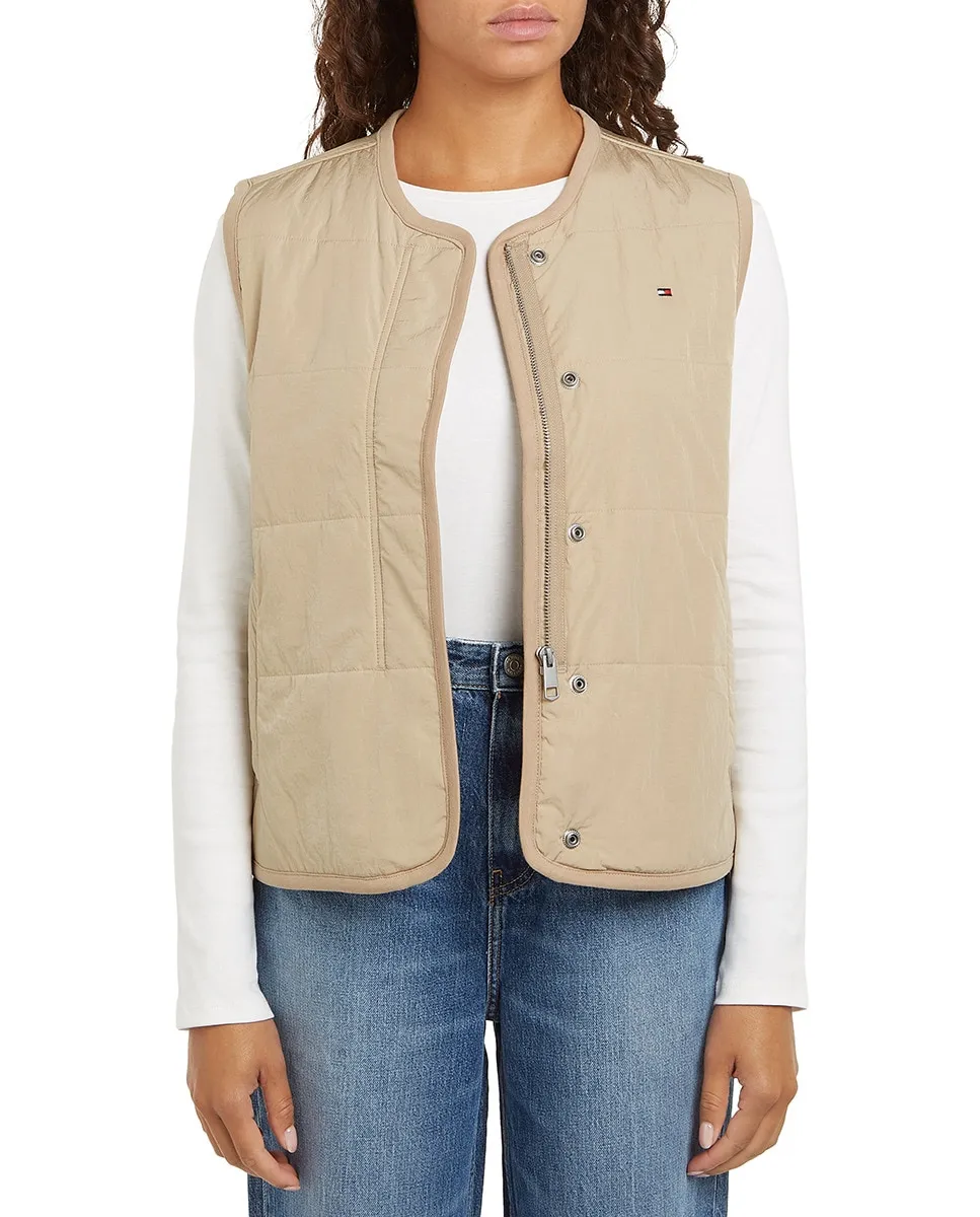 

Женский жилет с круглым вырезом и потайной застежкой на пуговицы Tommy Hilfiger, бежевый