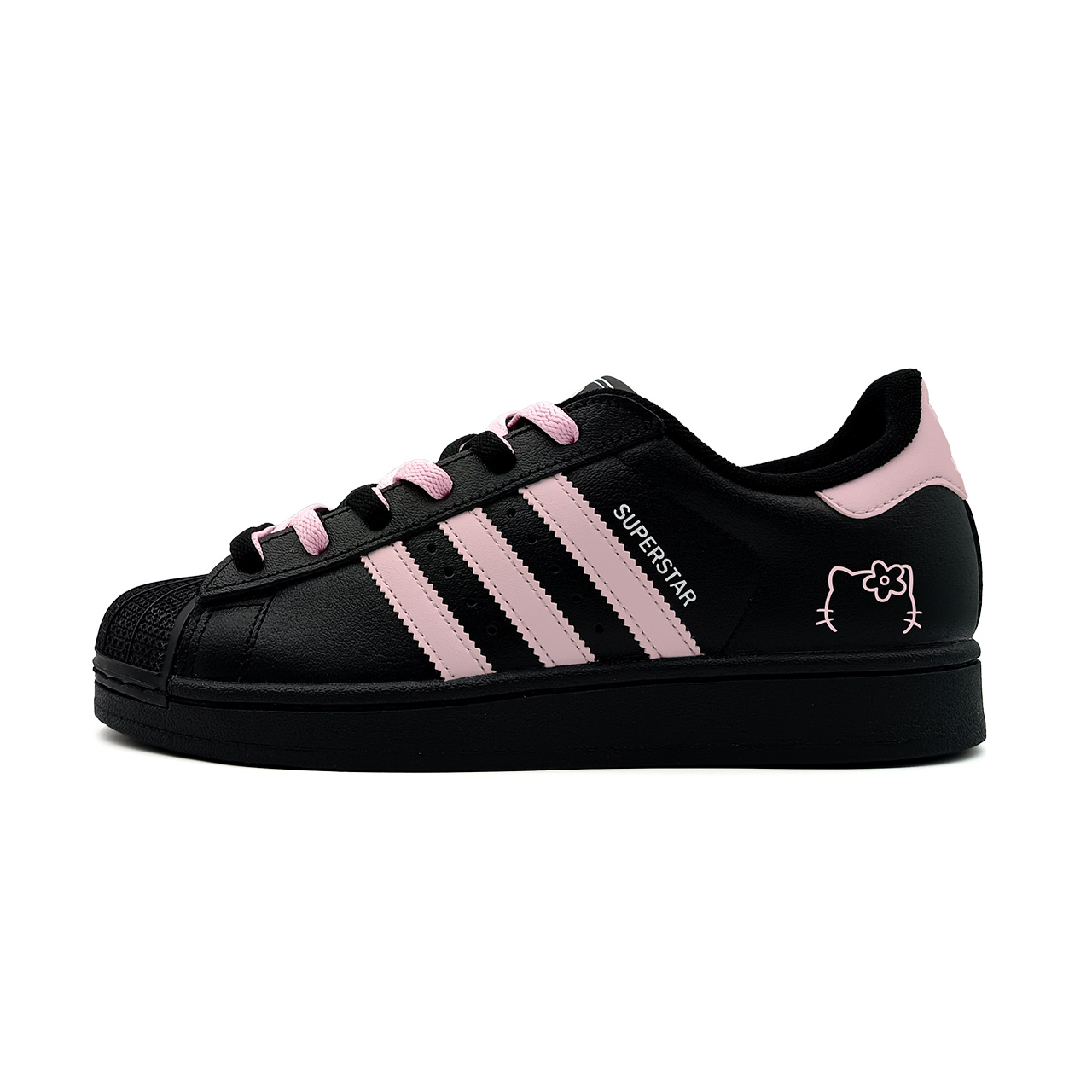 Adidas Originals Superstar 2 Leather Thermal Abrasion Resistant Low top Kids' Skateboarding Shoes Black Pink Teenagers — фото 3