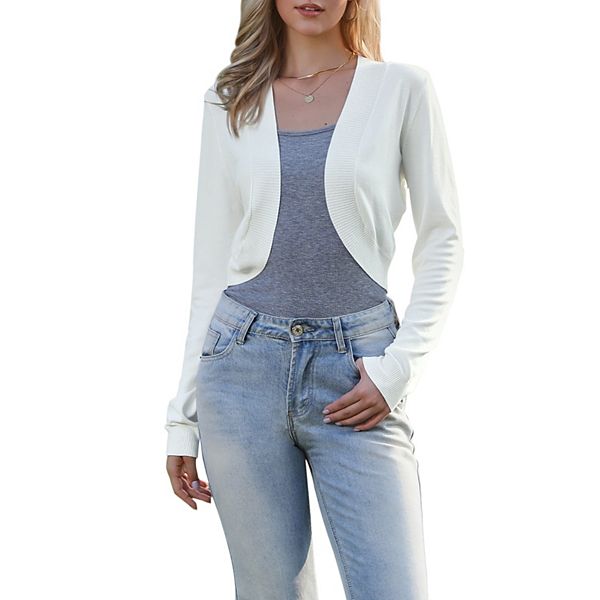 

Длинный укороченный кардиган болеро для платьев Inspire Chic, White