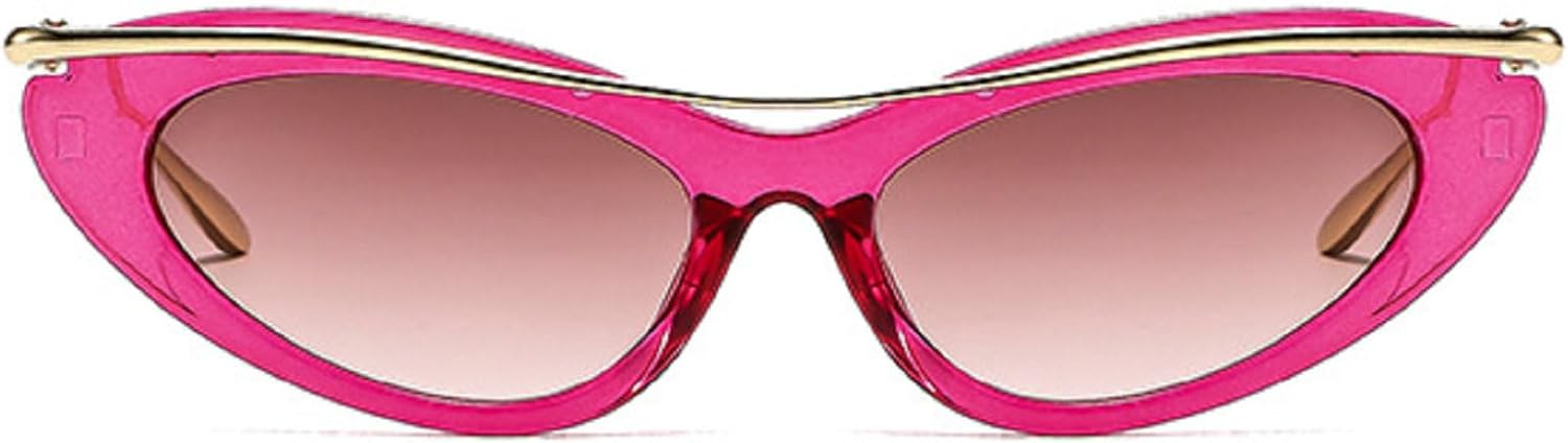 

Модные маленькие солнцезащитные очки «кошачий глаз» для женщин, модель 2025, роскошные панк-очки в металлической оправе, черные, винтажные, для путешествий, с защитой от УФ-излучения UV400 mincl, Purple Brown