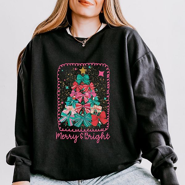 

Свитшот женский легкий garment dyed с бантом Merry & Bright Simply Sage Market, Black
