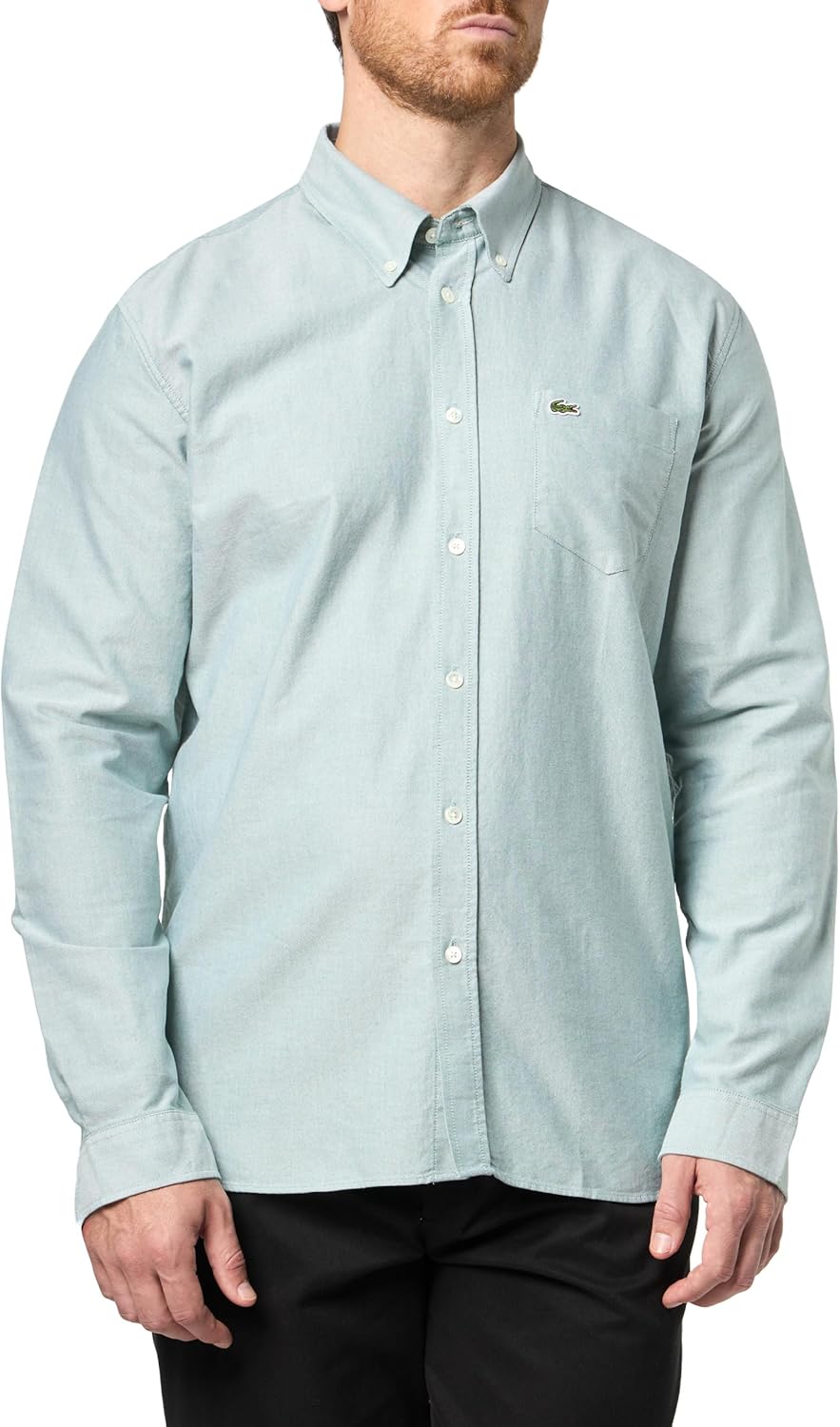 

Lacoste мужская классическая оксфордская рубашка из хлопка, White/Green