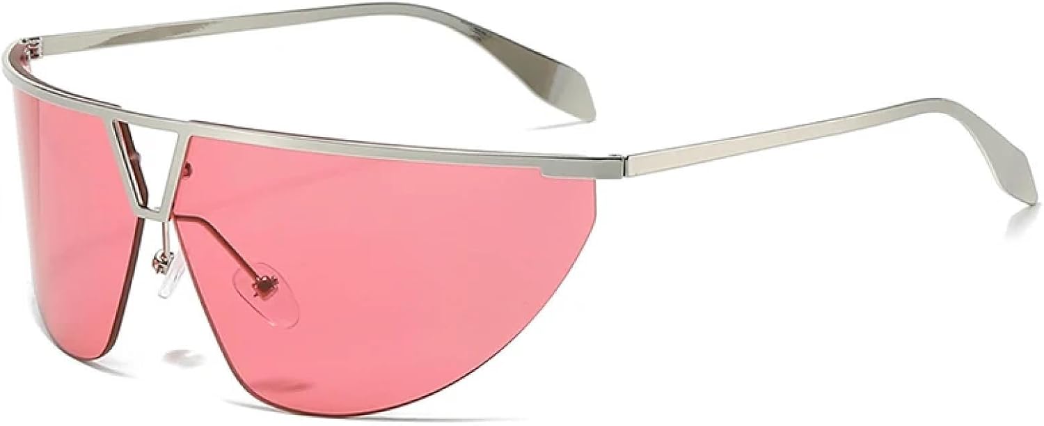 

Ретро большие солнцезащитные очки «кошачий глаз» для женщин, модные безободковые солнцезащитные очки с градиентным зеркальным покрытием, защита от УФ-излучения UV400 для мужчин TVTBBVV, Silver Pink