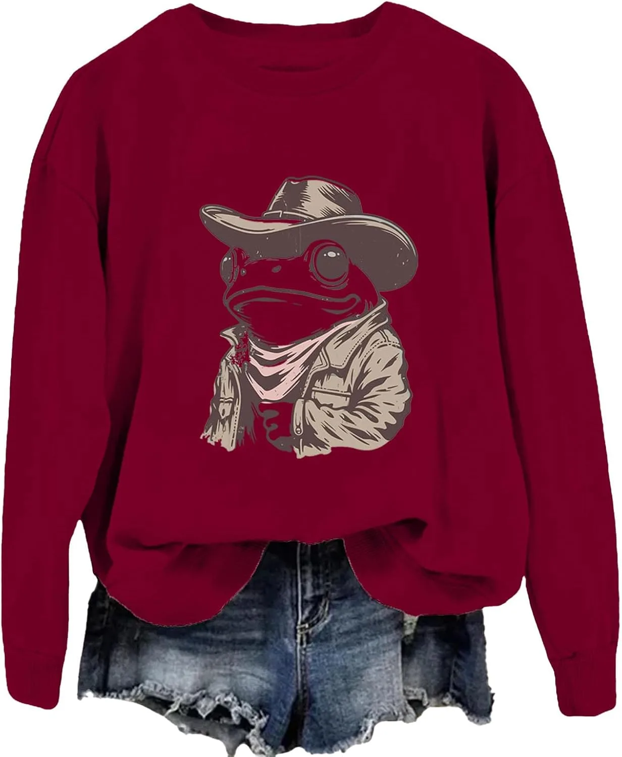 

Толстовка с капюшоном Cowboy Frog, с принтом в стиле вестерн Czbic