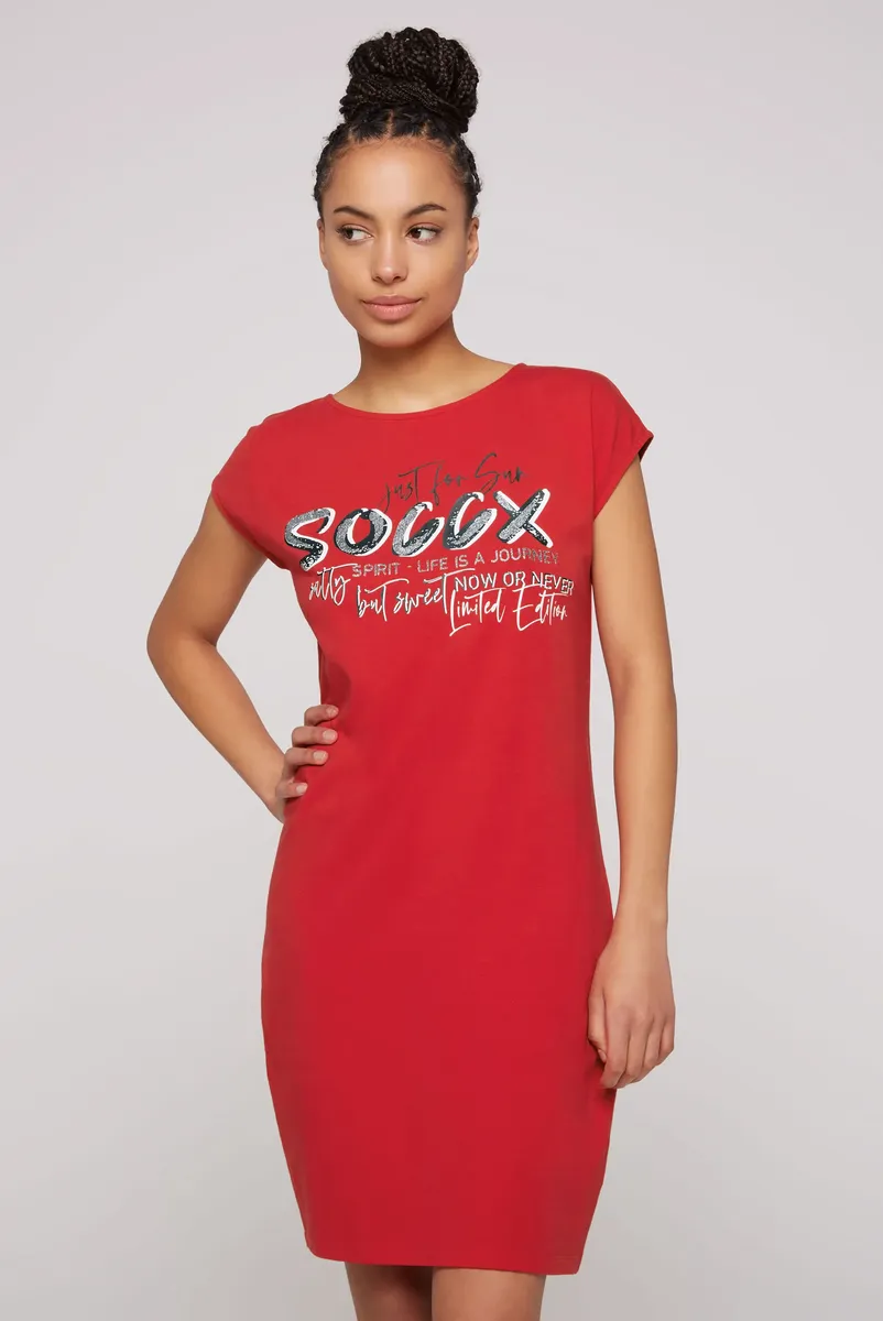 

Летнее платье SOCCX со спущенными плечами, красный