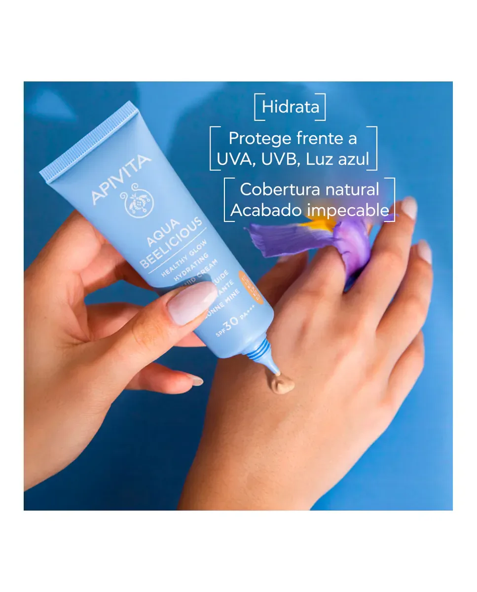 Крем для лица SPF30 APIVITA Увлажняющий осветляющий с цветом Aqua Beelicious Healthy Glow — фото 3