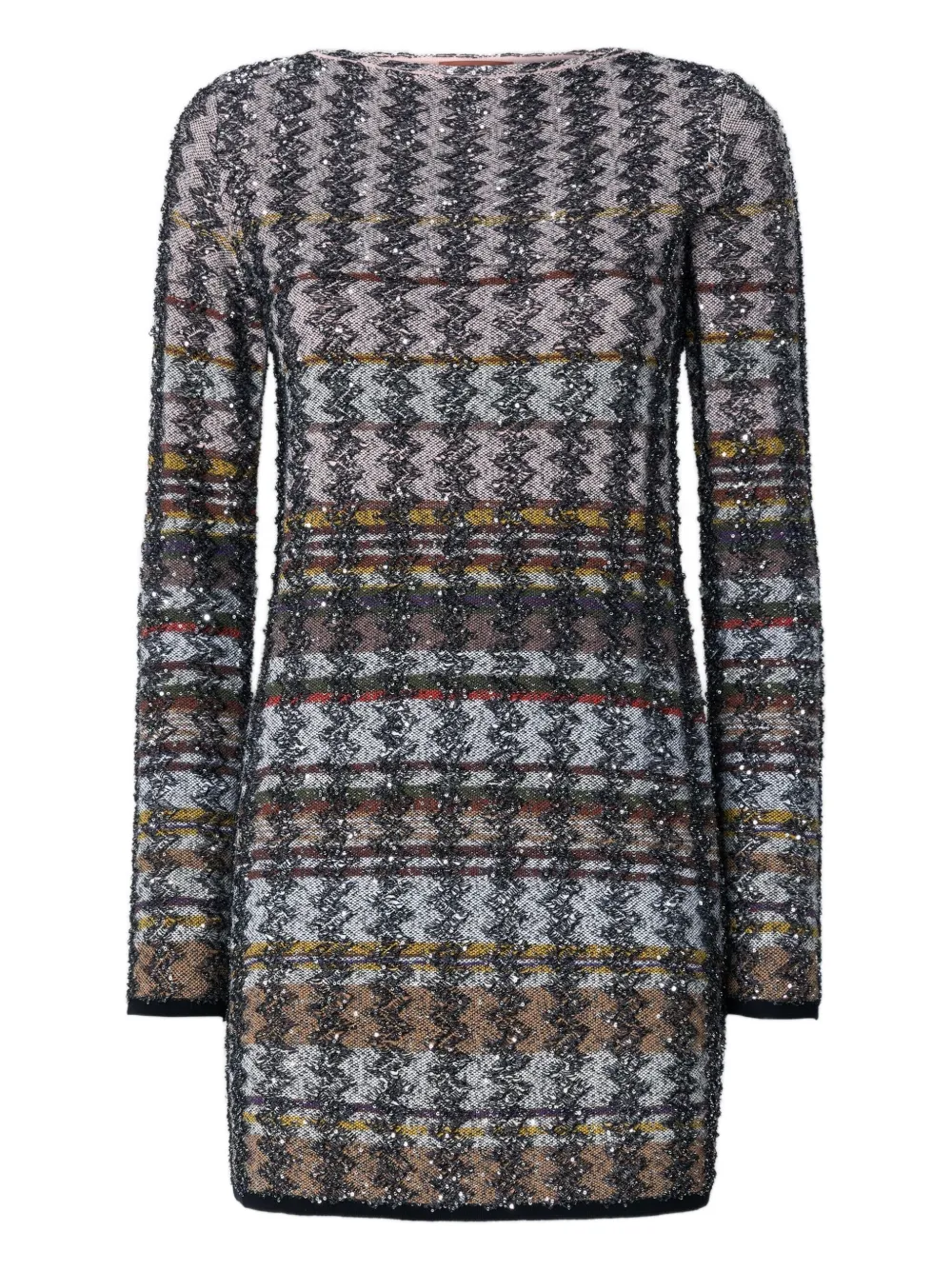 

Мини-платье с узором «гусиная лапка» Missoni, серебяный