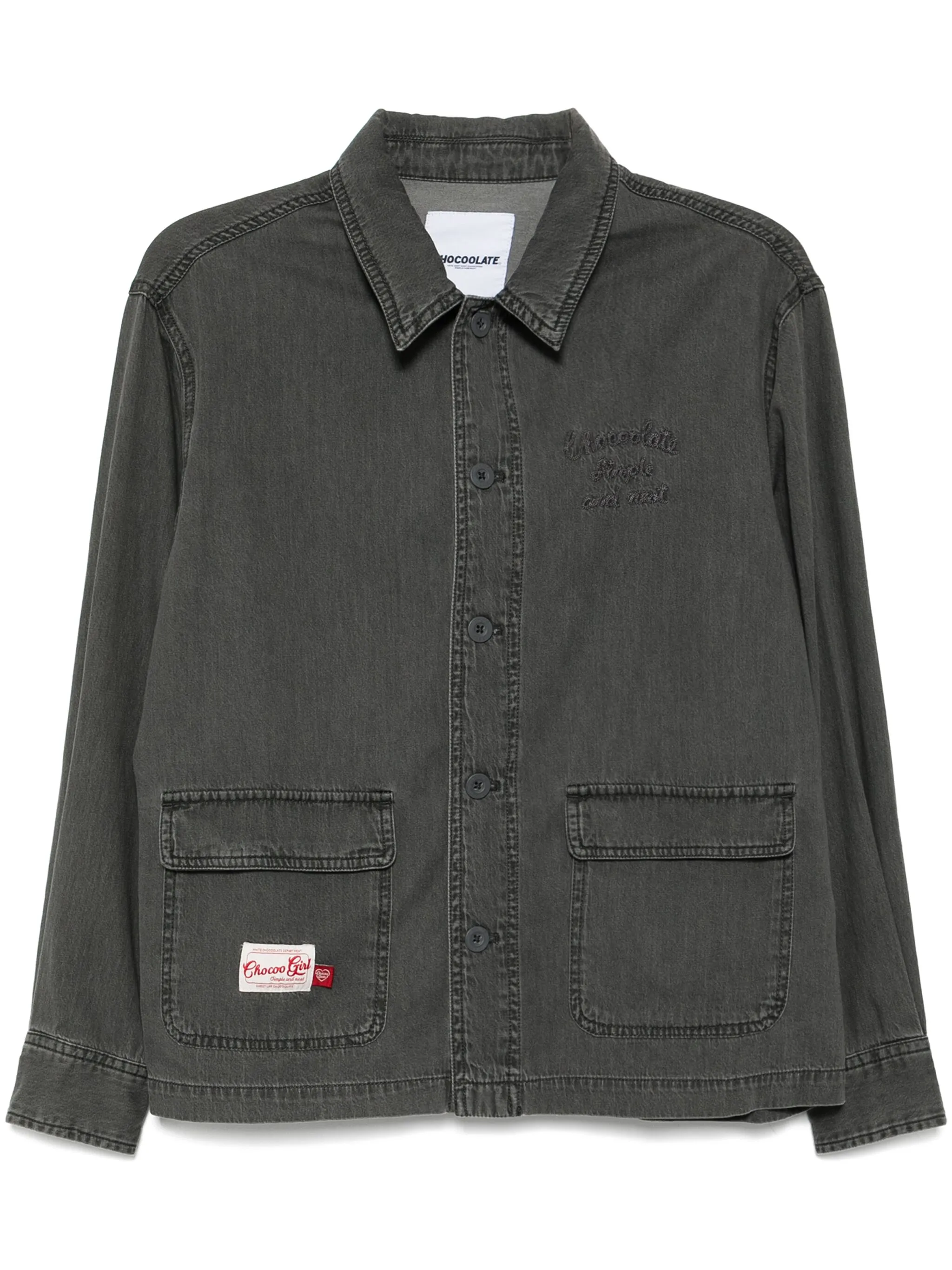 

Рубашка с вышитым логотипом Chocoolate, серый