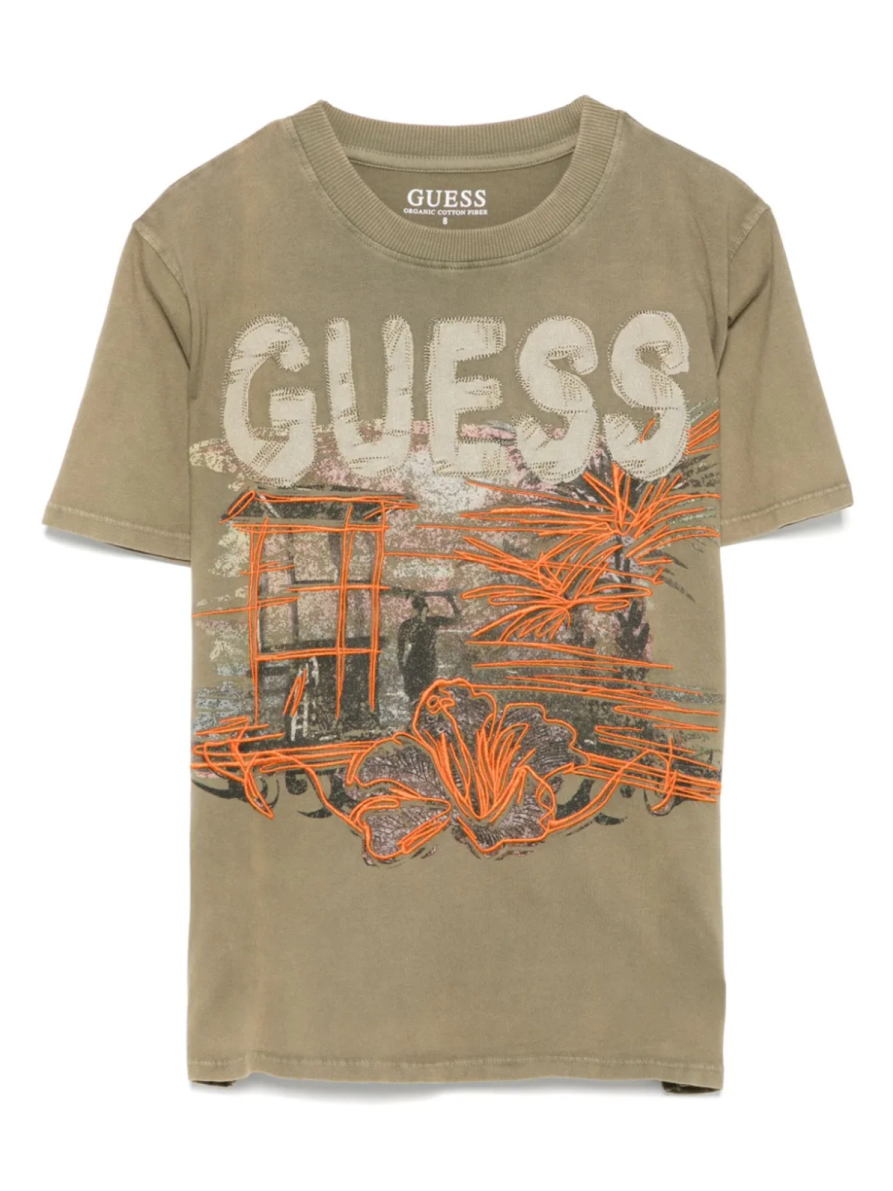 

Футболка с вышивкой для детей guess kids, зеленый