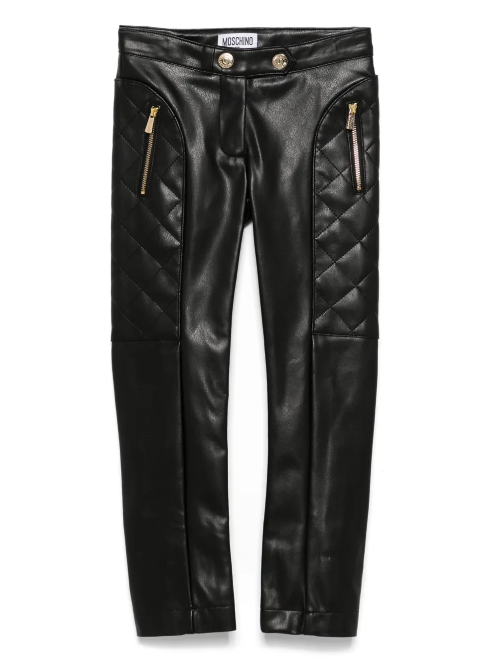 

Брюки из искусственной кожи Moschino Kids, черный