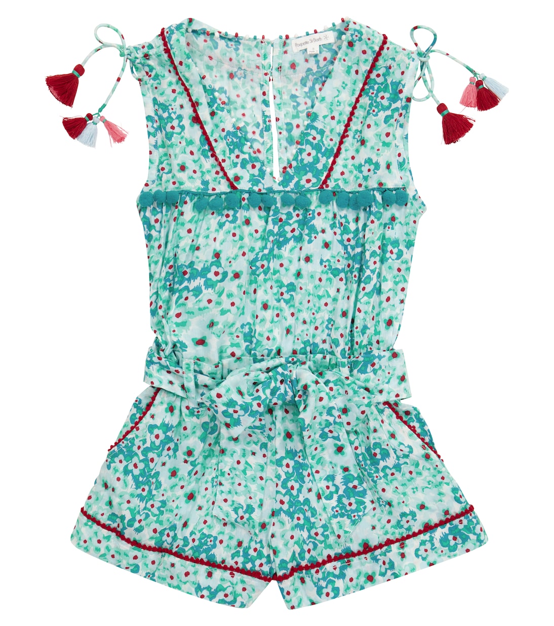 

Комбинезон с цветочным принтом Mya Poupette St Barth Kids, Aqua Hortensia