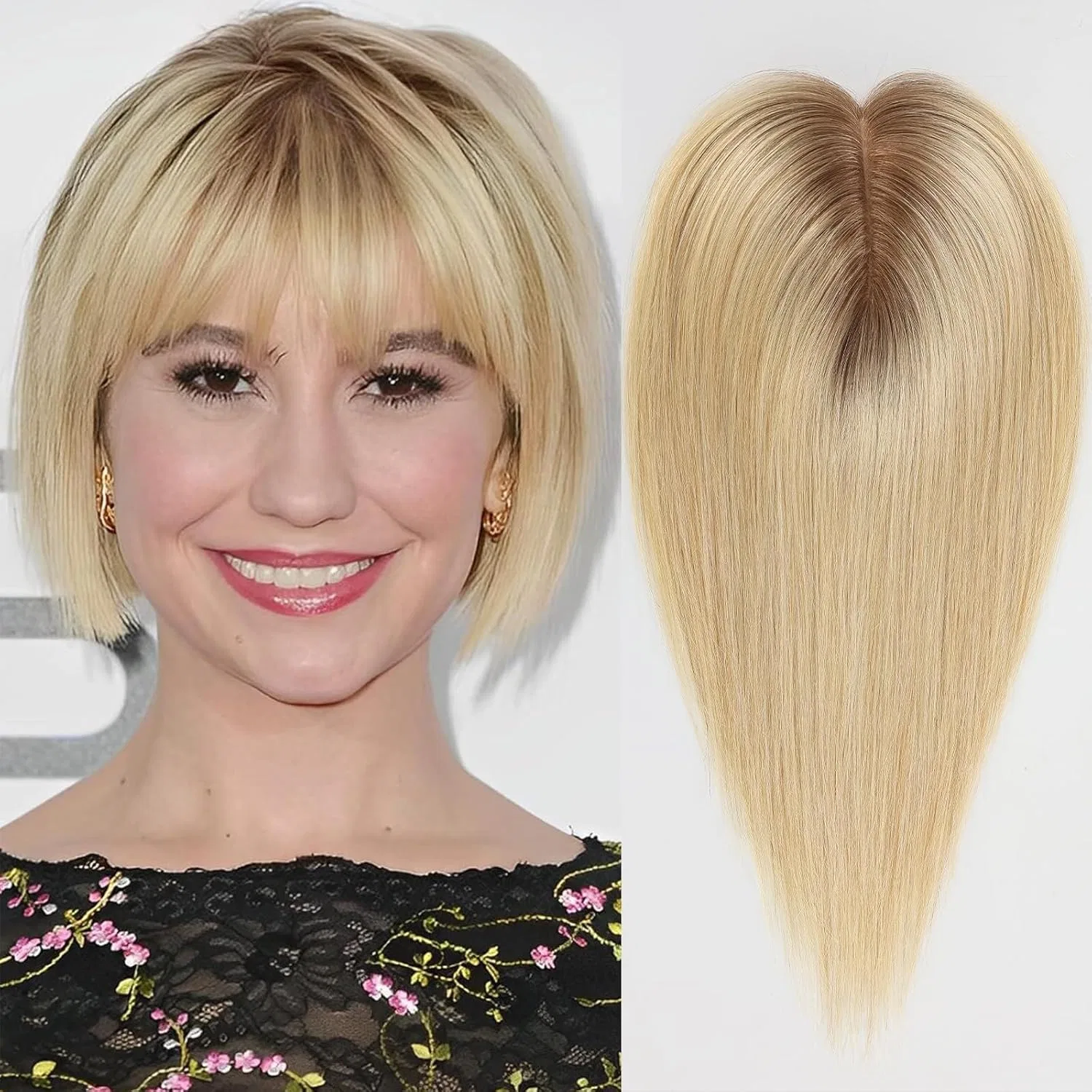 Женский накладной шиньон из натуральных волос с челкой «Ombre Light Blonde» 10 дюймов от HAIRCUBE Haircube, Ombre Light Blonde