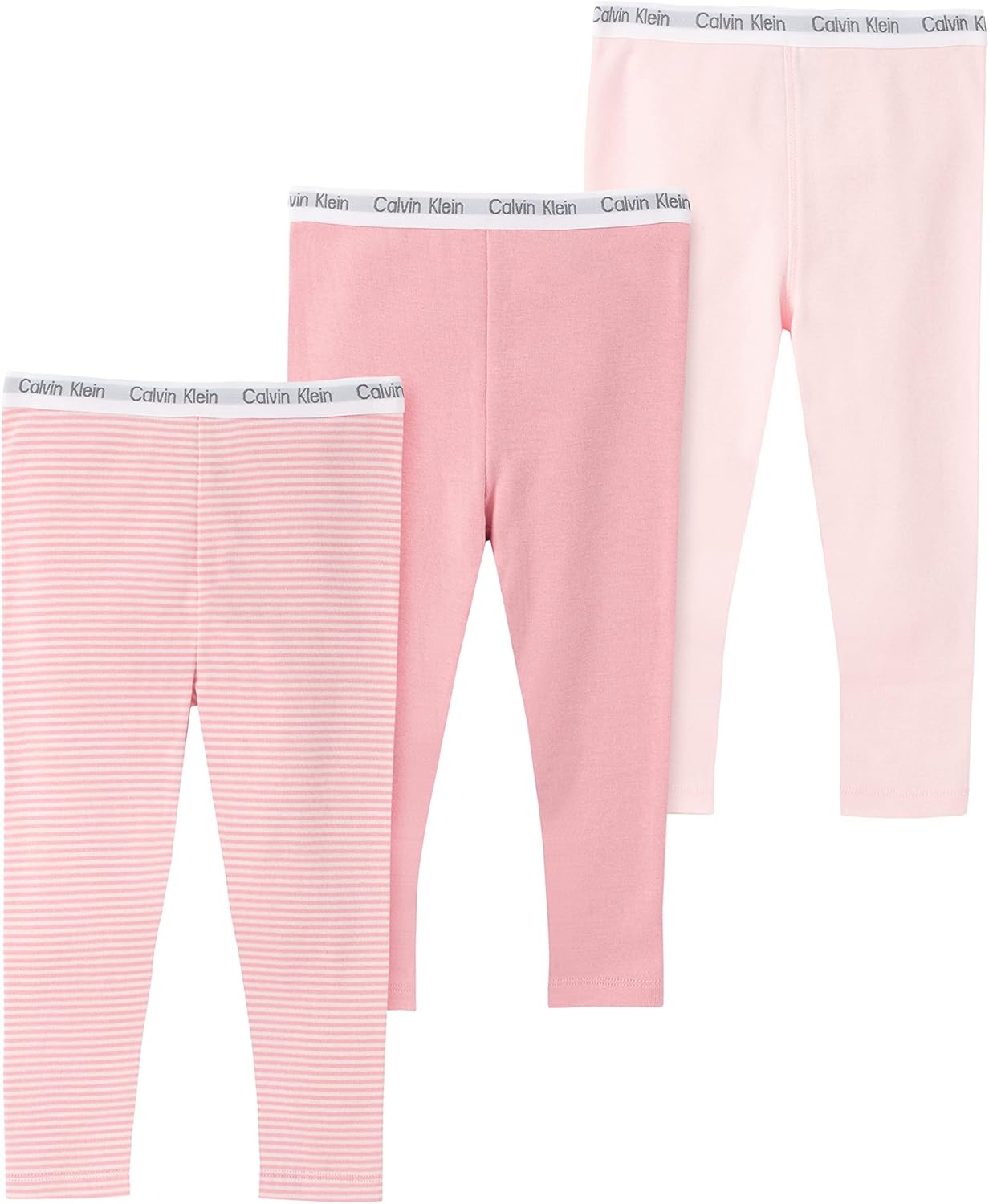 

Комплект из 3 хлопковых брюк Calvin Klein для девочек, повседневная одежда, ультрамягкие и удобные., Rosewater/Country Rose