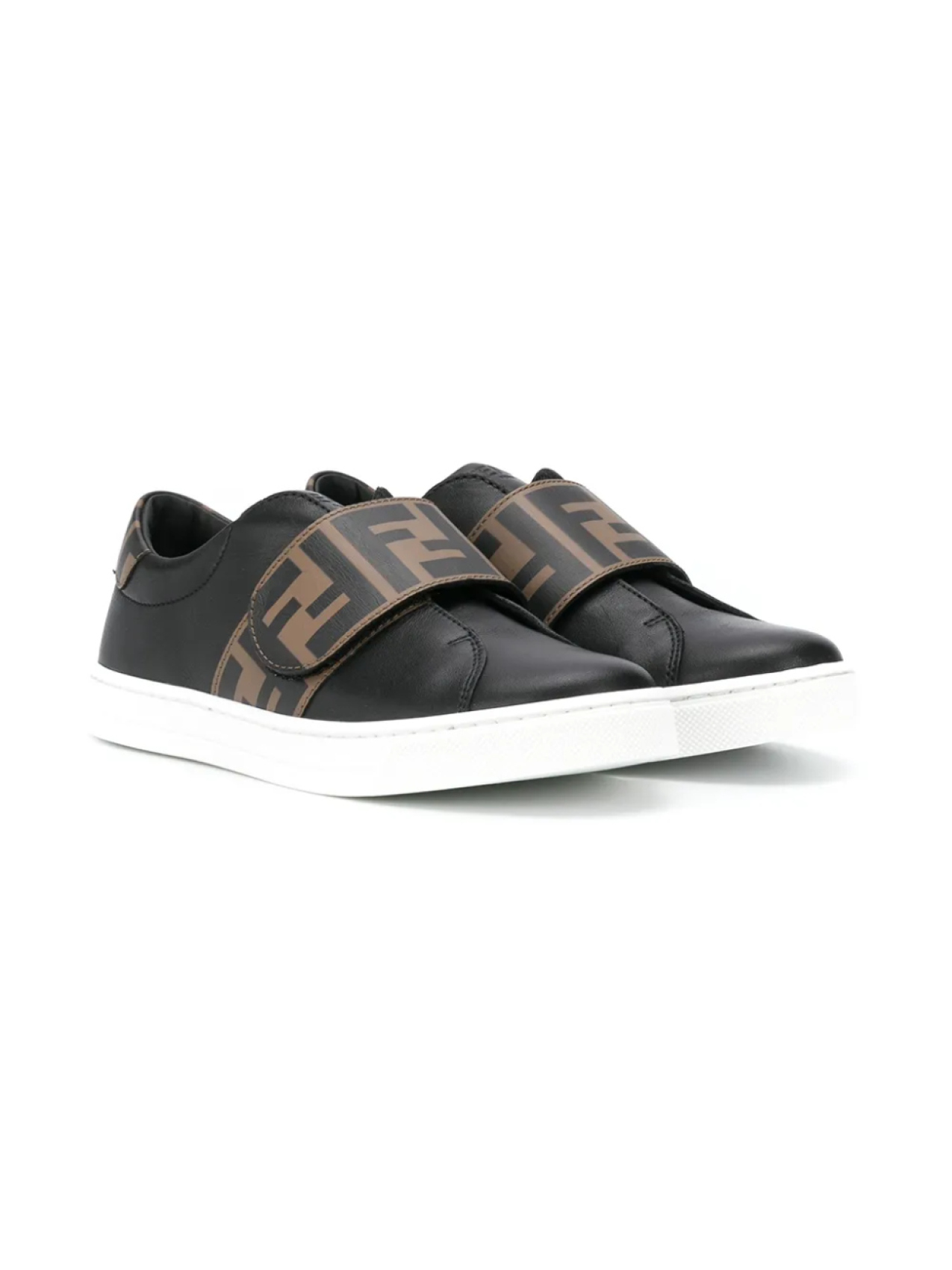

Кеды на липучках с логотипом FF Fendi Kids, черный