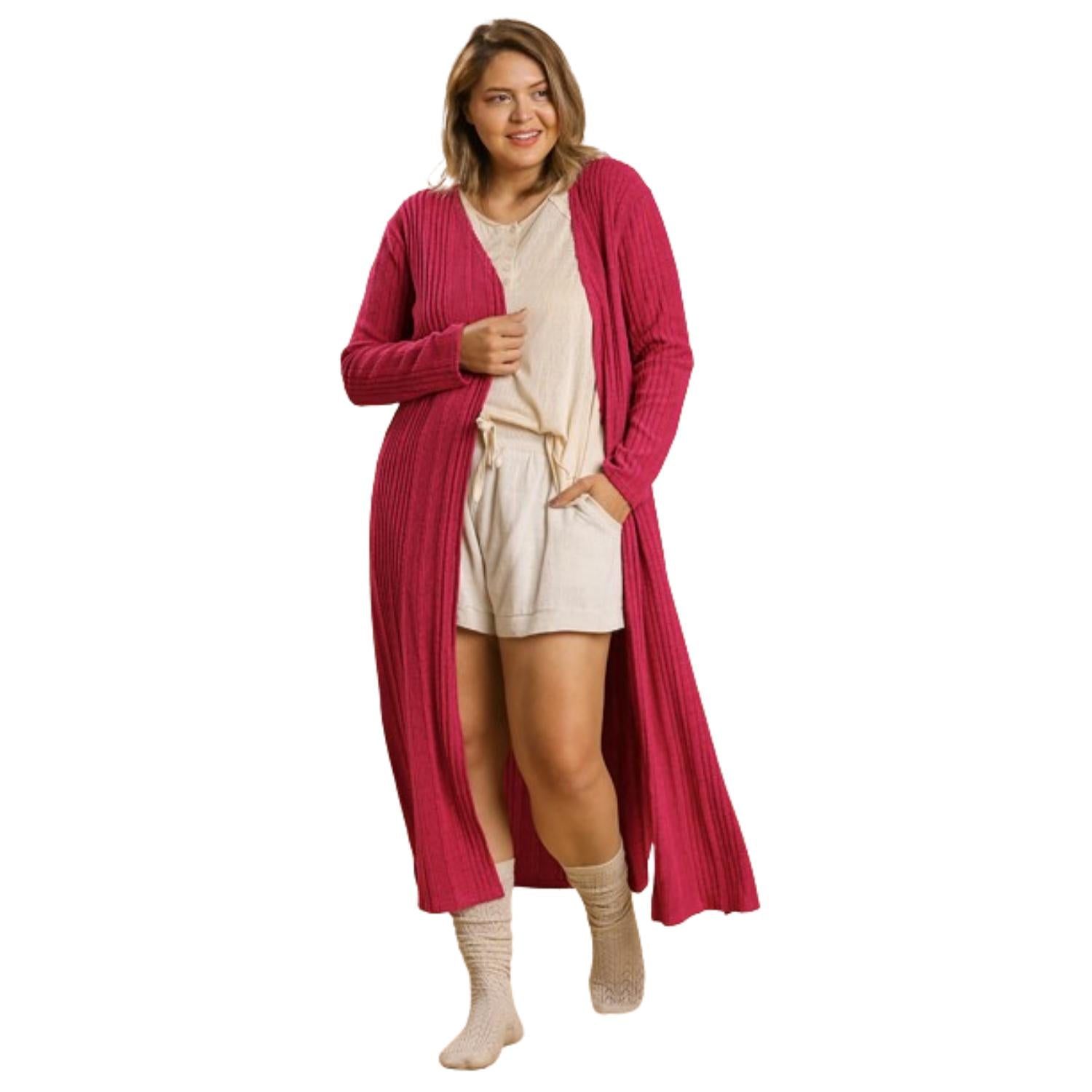 

Длинный кардиган с открытым передом FASHNZFAB, цвет raspberry