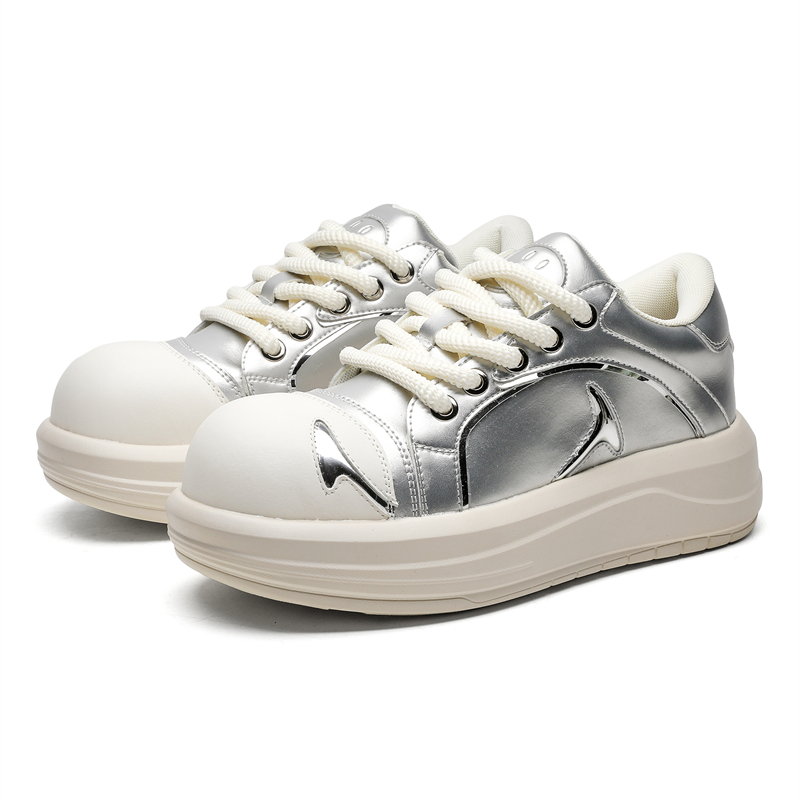 

WEISHIBANGWEI Серебряные низкие скейтерские кроссовки для увеличения роста унисекс, цвет Silver
