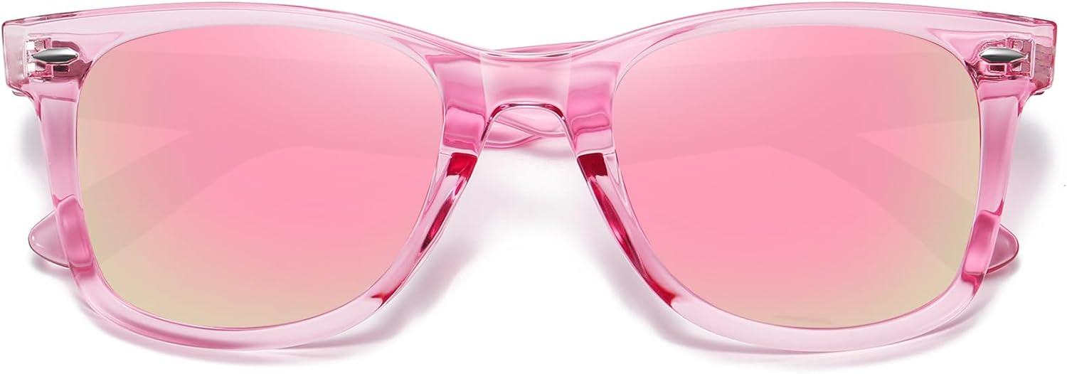 

Поляризованные солнцезащитные очки MEETSUN для женщин и мужчин, классическая ретро-квадратная оправа, очки для вождения, защита от УФ-излучения, Light Pink Frame Purple-pink Mirrored Lens