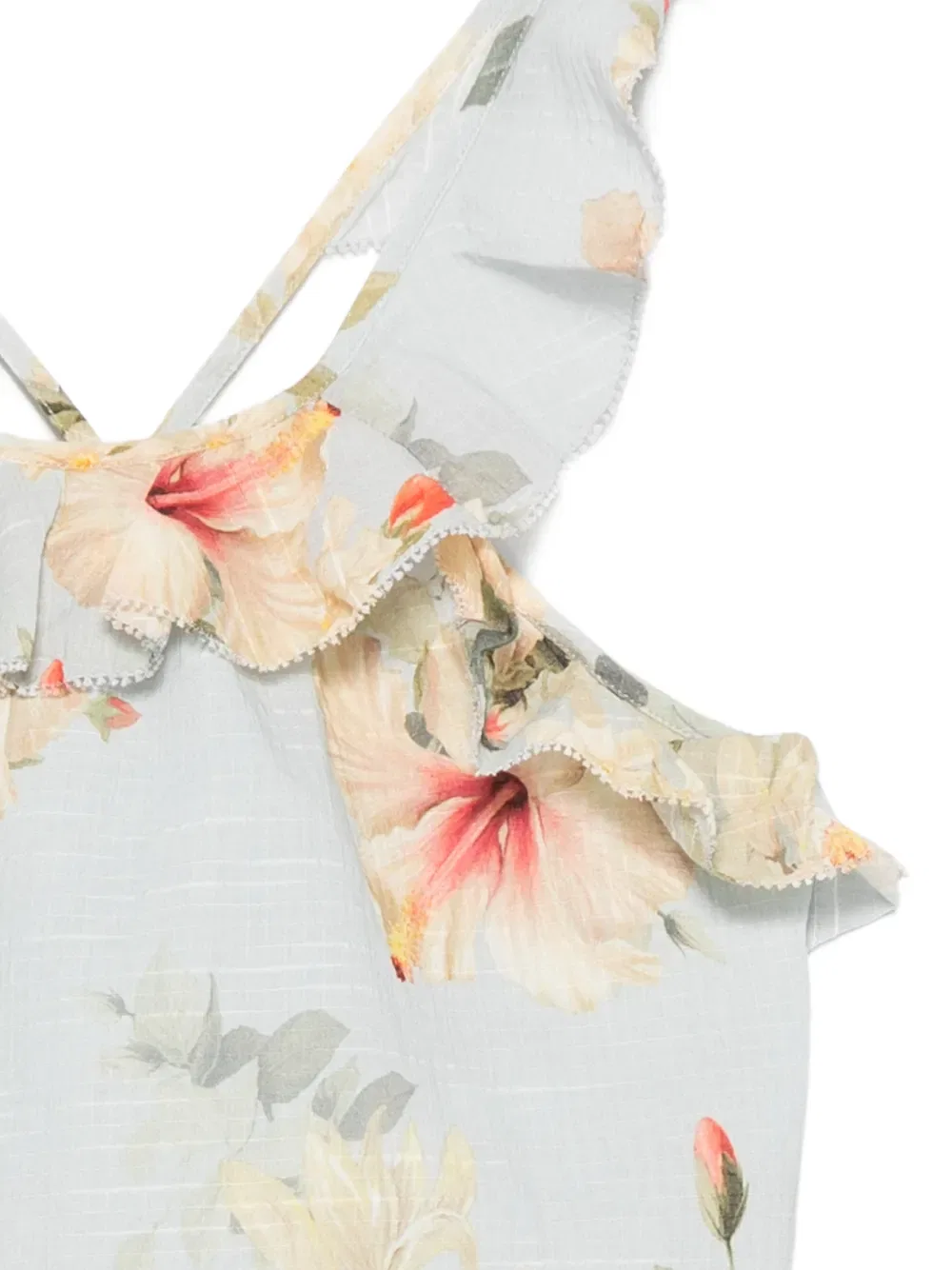 Топ с цветочным принтом и оборками Zimmermann Kids, синий — фото 3