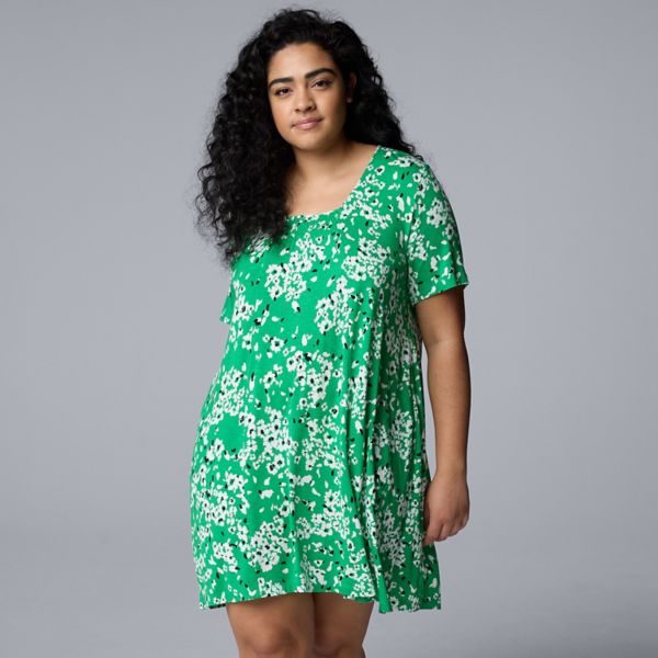 

Рубашка для сна с короткими рукавами больших размеров Simply Vera Vera Wang, цвет green floral