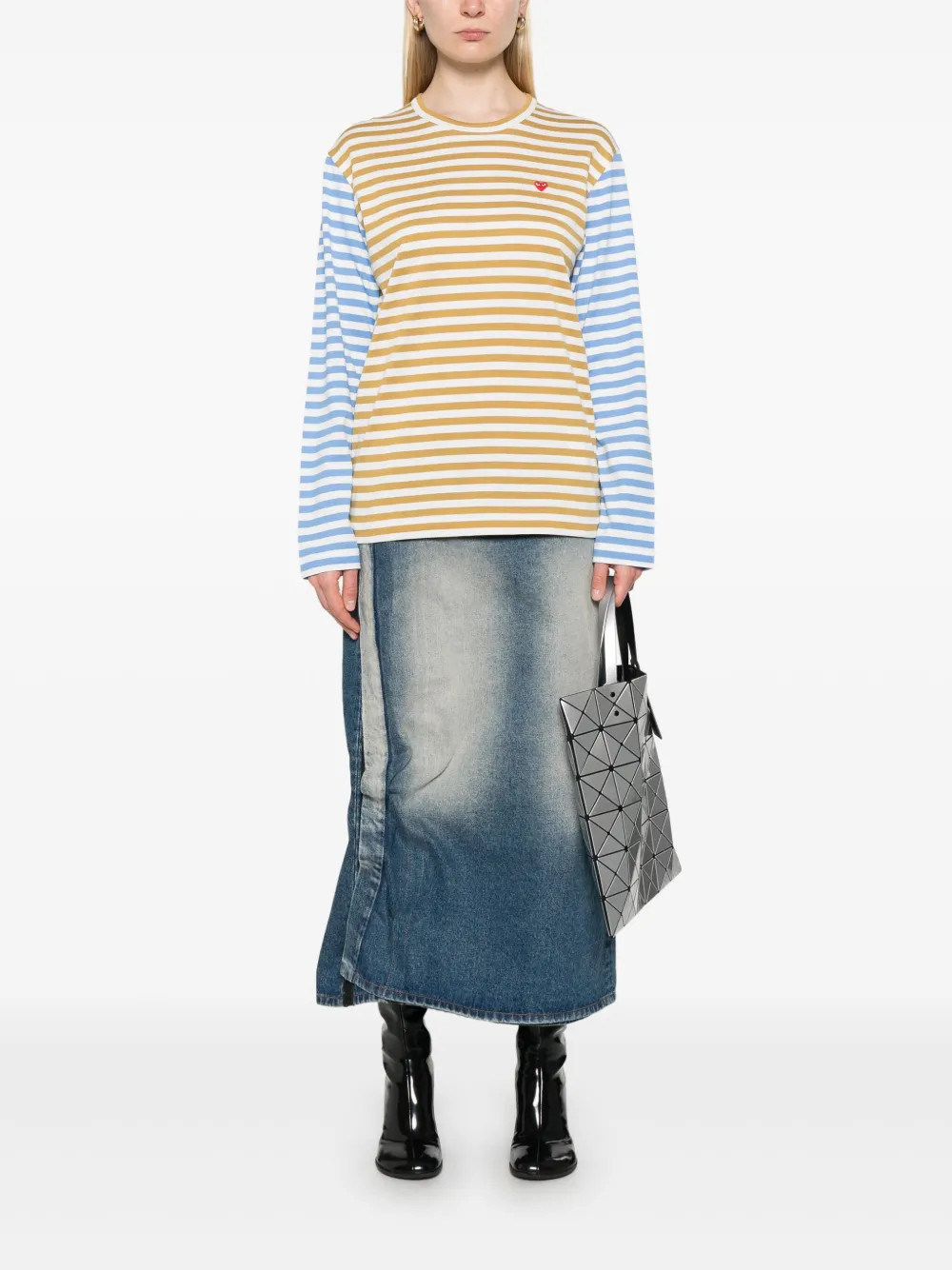 Полосатая футболка с длинными рукавами Comme Des Garçons Play, синий — фото 3