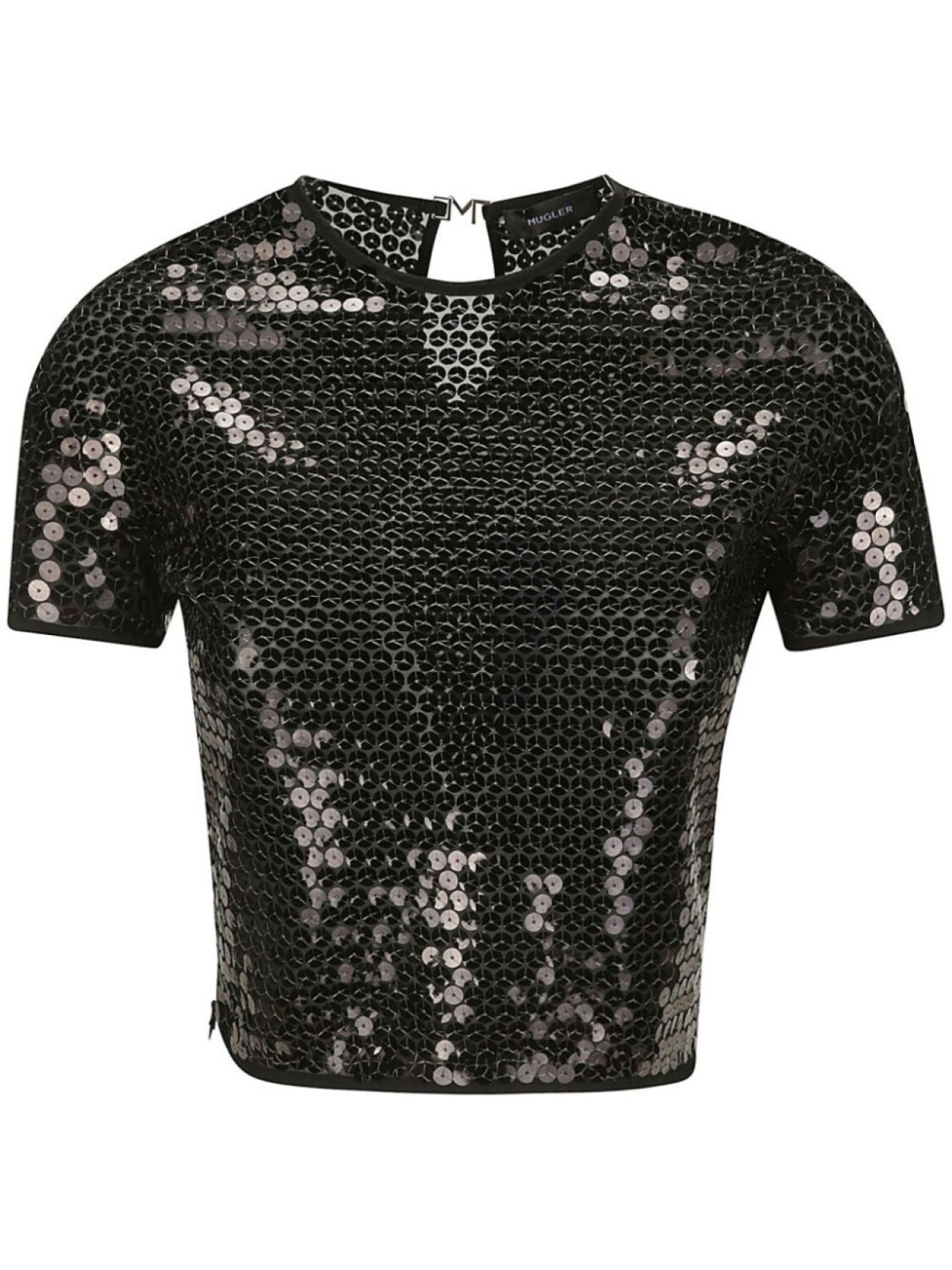 

Блузка с короткими рукавами, расшитая пайетками Mugler, черный