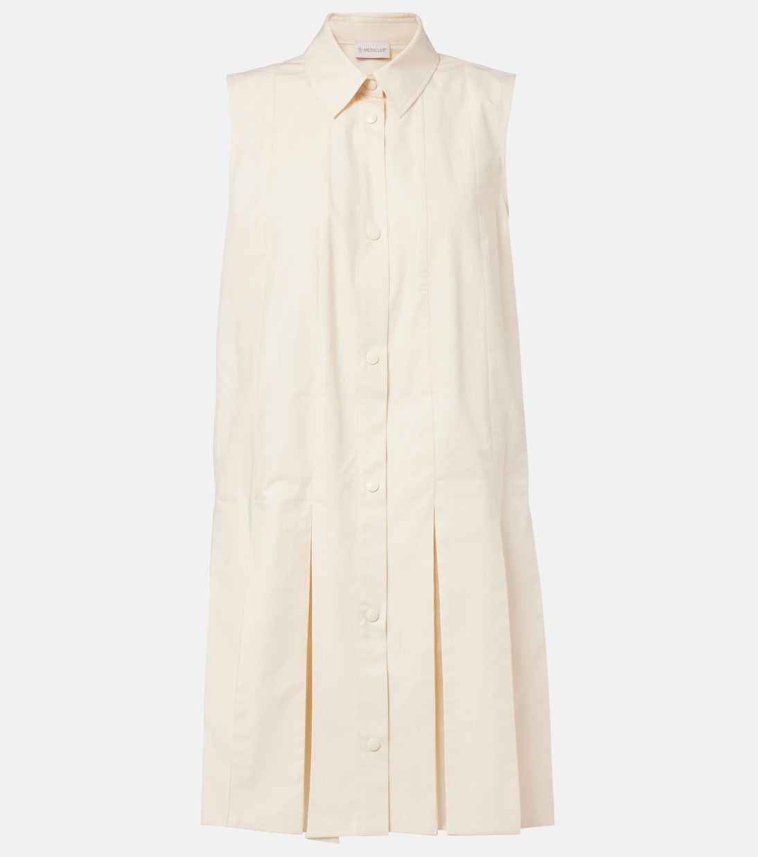 

Хлопковый поплин и шелковое платье-рубашка Moncler, 050-White