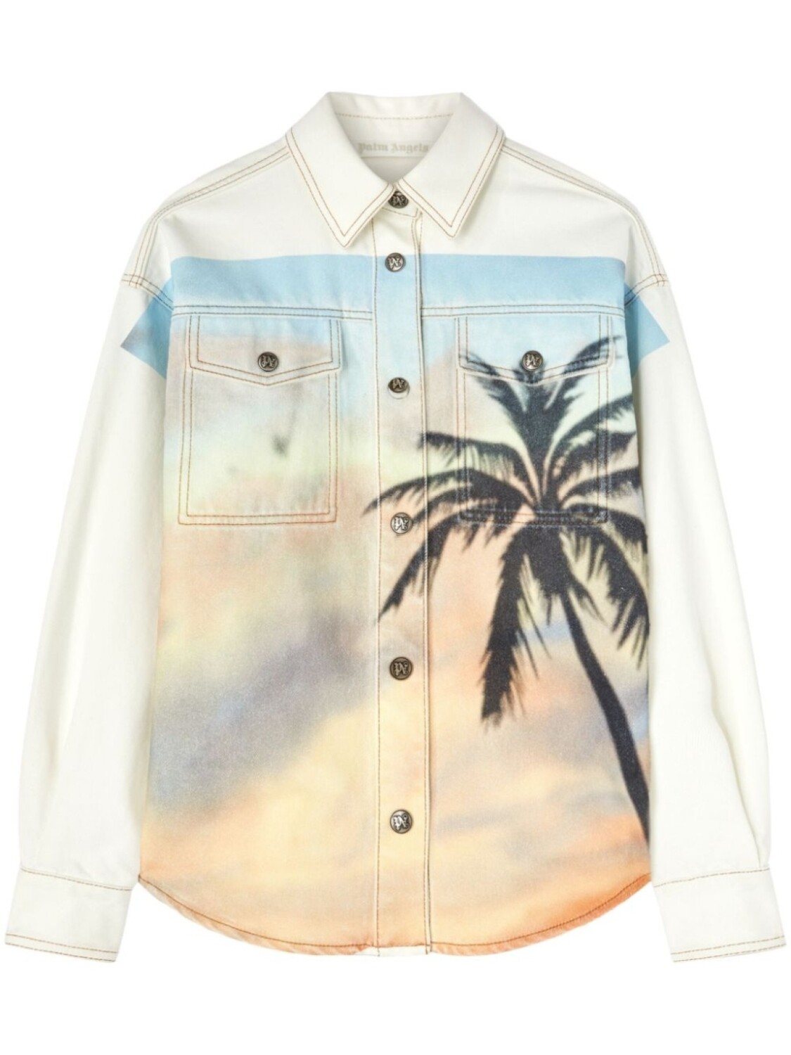 

Palm Angels джинсовая рубашка Sunrise Palm, белый