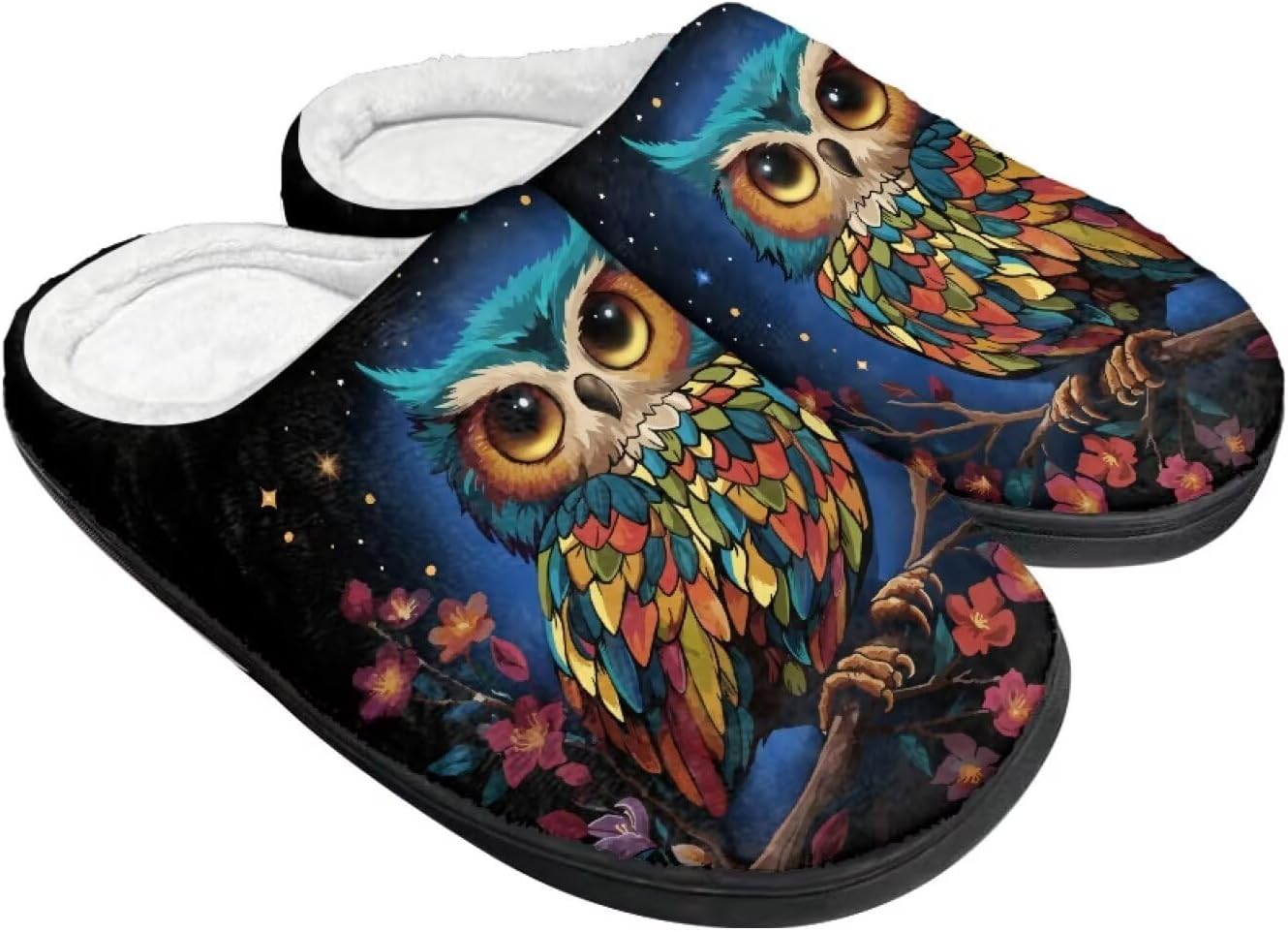 

Тапочки Tomeusey для женщин - домашние и хлопковые тапочки с противоскользящей подошвой, подарок для женщин и мужчин, Owl Print