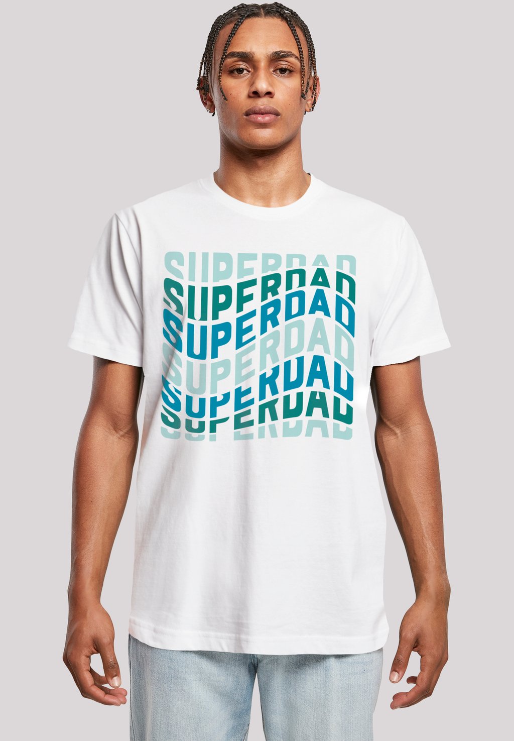 

Футболка с принтом SUPER DAD RETRO TREND VATERTAGS DESIGN FÜR PAPAS F4NT4STIC, белый