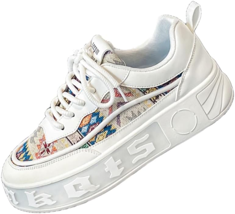 

Весенние мужские повседневные кроссовки Тренд Все с модой Молодежная платформа Холщовые кроссовки с вышивкой Уличный стиль Clolinde, белый