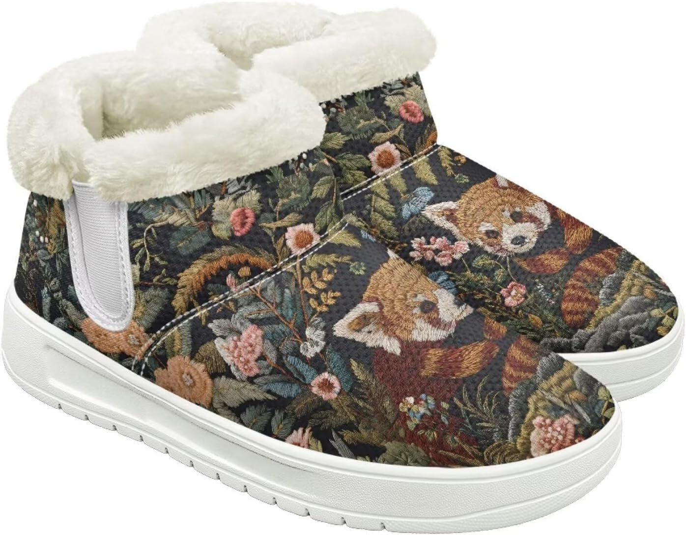 

Зимние ботинки для женщин и мужчин, пушистые снежные ботинки с флисовой подкладкой и тянущимся верхом Cugasmaru, Animal Flower